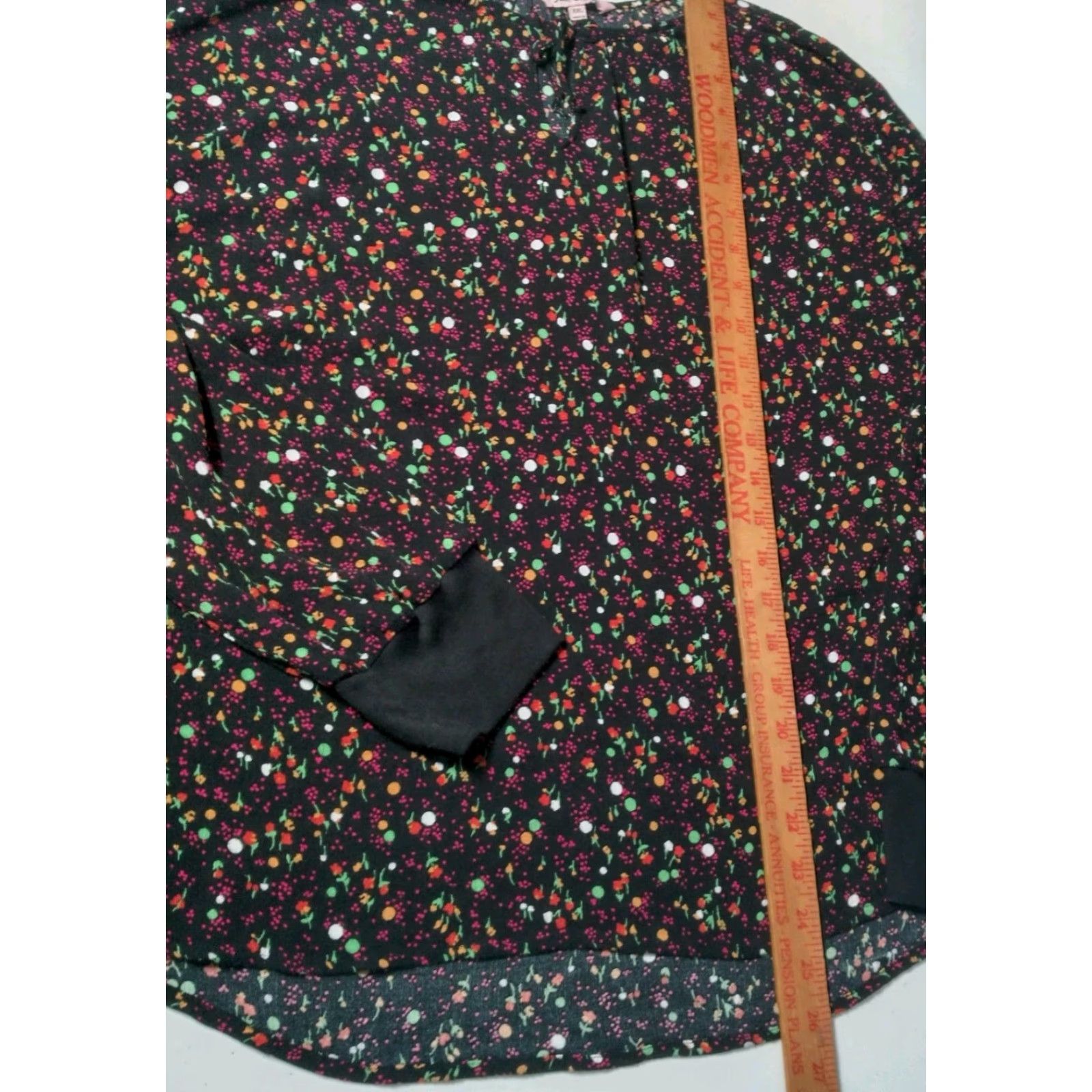 Juicy Couture VINTAGE Juicy Couture Blouse XXL Black Floral Polka Dot Lightweight Balloon Sleeve V neck Boho Hippie Bohemian Womens Beachy Peasant Tie Neck Size XXL / US 16-18 / IT 52-54 - 4 Thumbnail