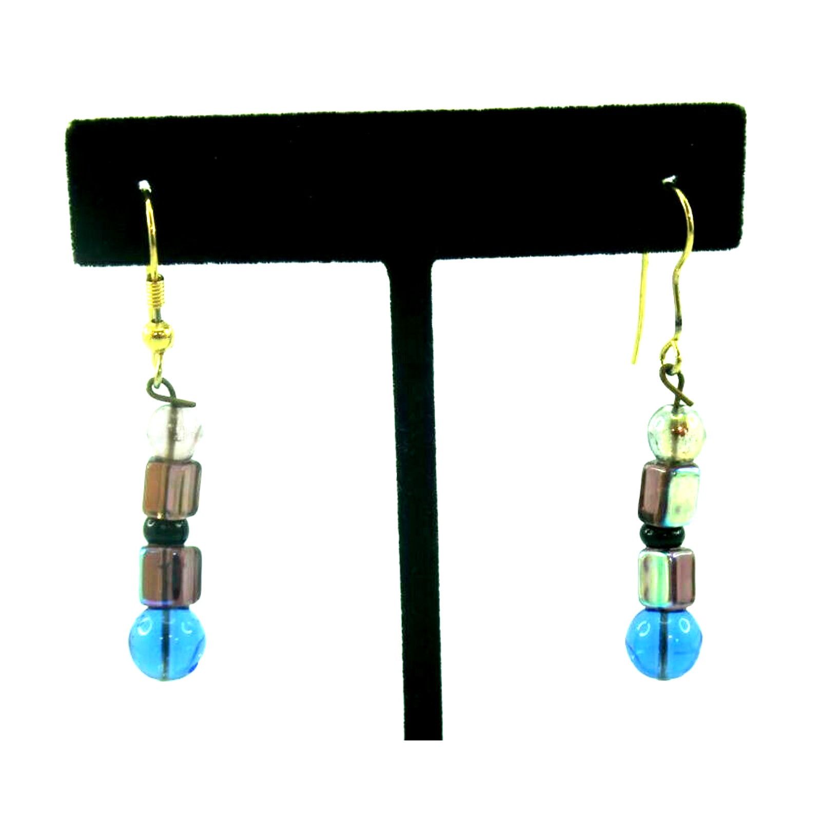 Other Lot Of Four Earrings Red Aqua Yellow Clear Purple Blue Hook Size ONE SIZE - 3 Thumbnail