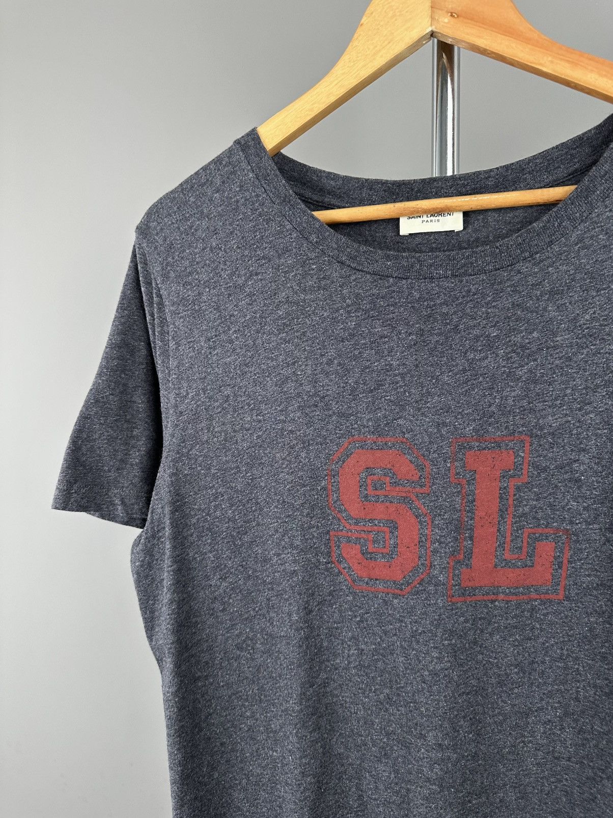 Saint Laurent Paris Saint Laurent - University SL Logo Short Sleeve Shirt Grey Size US S / EU 44-46 / 1 - 4 Thumbnail