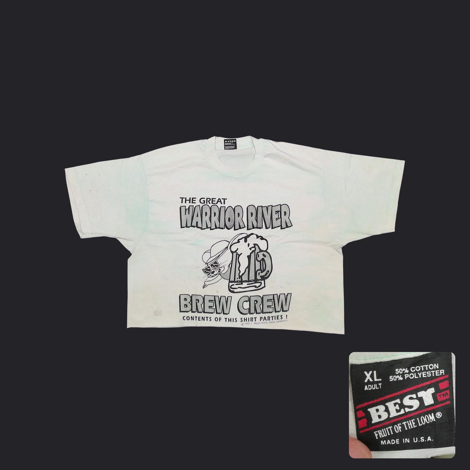Fruit Of The Loom VTG 1992 Boxy Cropped Bootleg Tom & Jerry "Brew Crew" Tee Size XL / US 12-14 / IT 48-50 - 1 Thumbnail