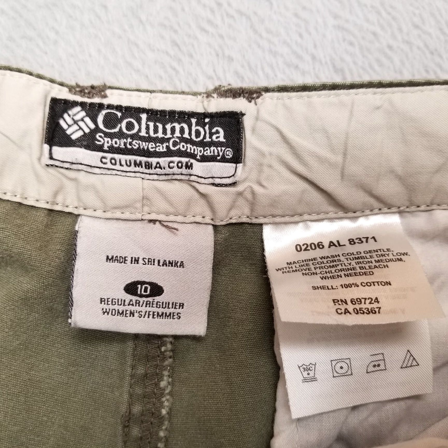 Olive Columbia Pants Womens 10 32x30 Olive Green Twill Flat Front 100% Cotton Hiking Casual Outdoor Size 32" / US 10 / IT 46 - 4 Thumbnail