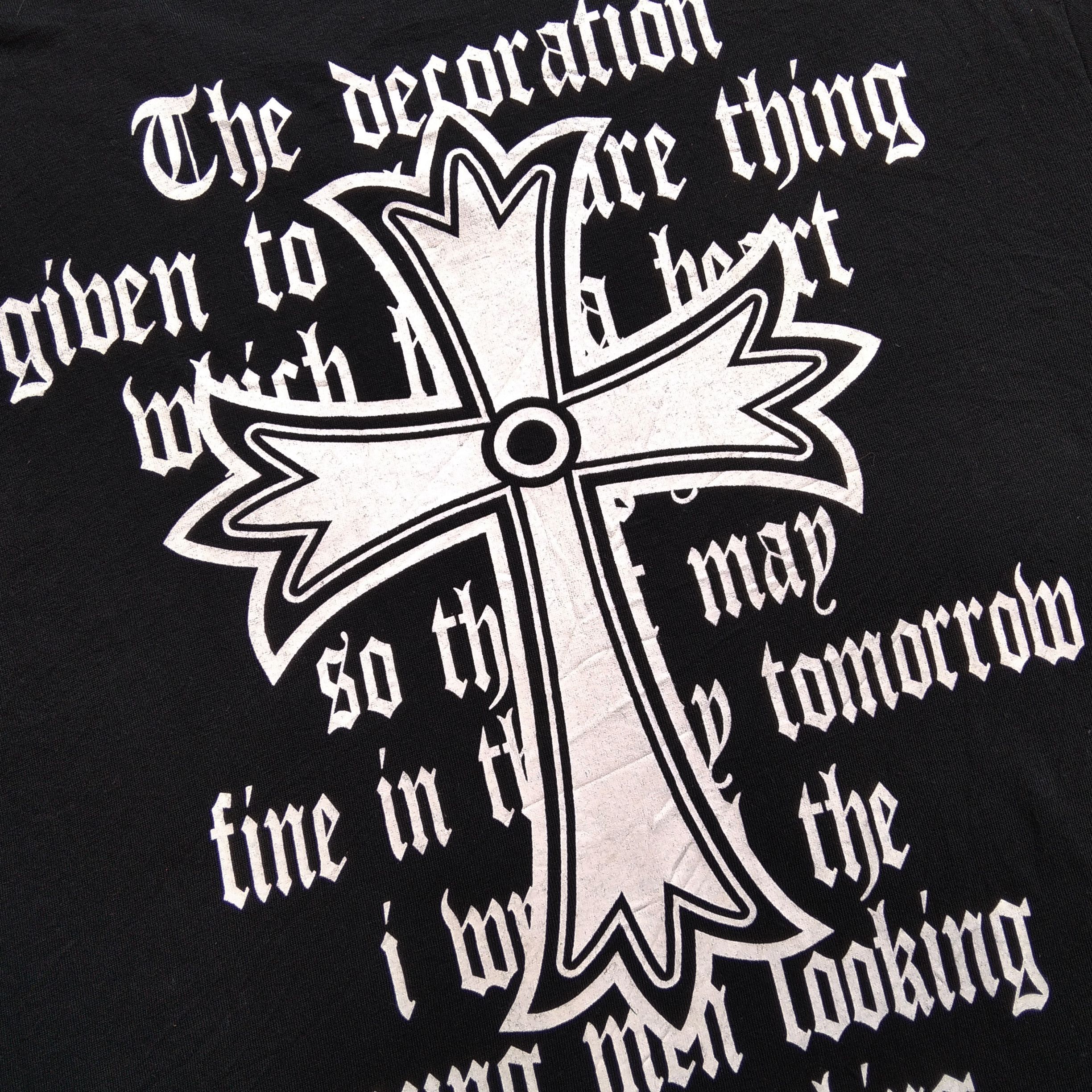 KMRii Vintage y2k Vkei SLASH NUMBER Cross Gold Poem Japanese Brand Size US M / EU 48-50 / 2 - 5 Thumbnail