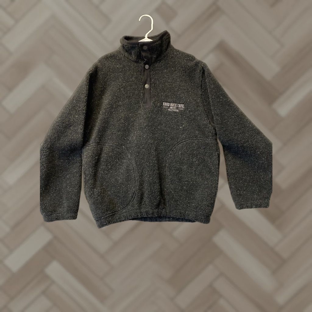 Hard Rock Cafe Hard Rock Cafe Hollywood Pullover Jacket M Black Gray Sherpa Fleece Snap 51-72 Size US M / EU 48-50 / 2 - 1 Thumbnail