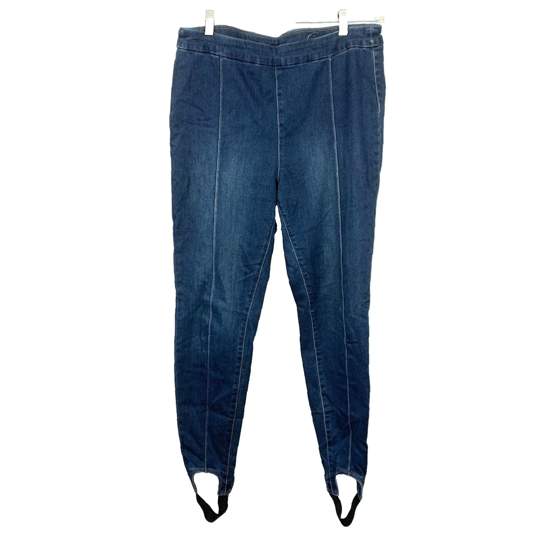 Soft Surroundings VINTAGE Soft Surroundings Dark Wash Denim Pull On Lean Line Stirrup Jeggings Leggings TL Size 36" / US 14 / IT 50 - 2 Thumbnail