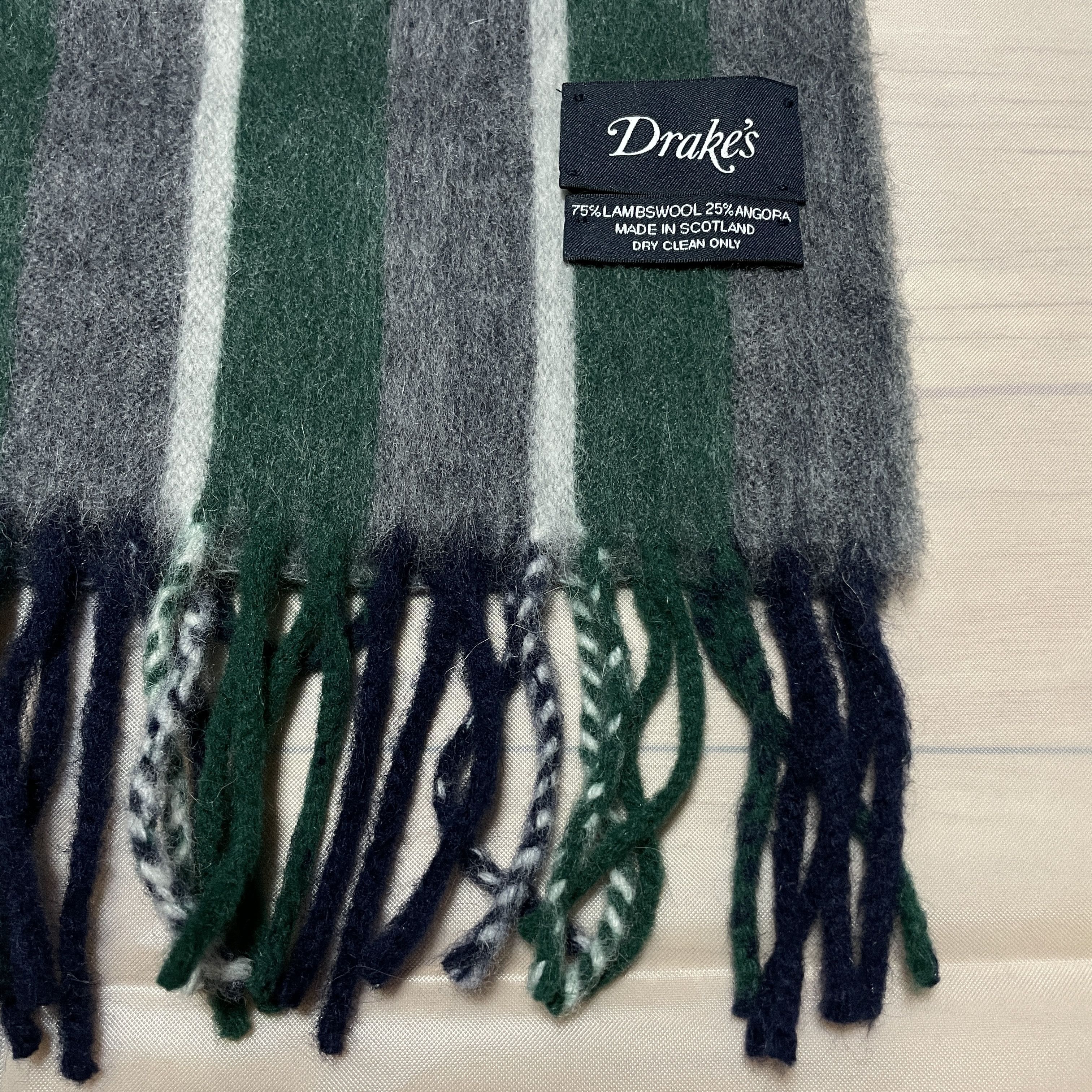 Drake's Drake's Green Stripe muffler Size ONE SIZE - 2 Thumbnail