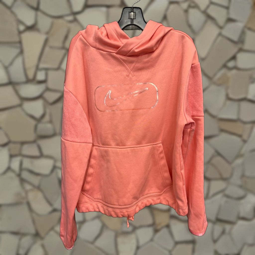 Nike Cropped Hoodie Girls Dri-Fit Pink Drawstring Size Large