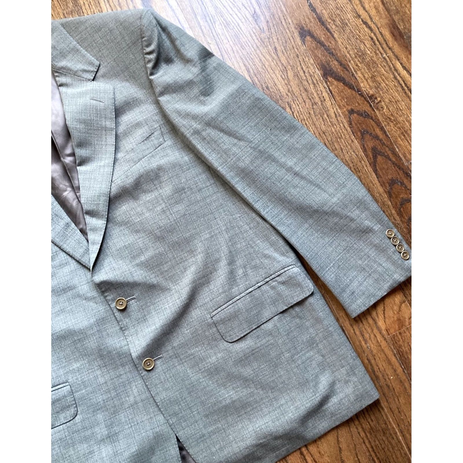 Ermenegildo Zegna Zegna Blazer Mens 44R Green Wool Jacket Regular 2 Piece Holes Note Switzerland Size 44R - 3 Thumbnail