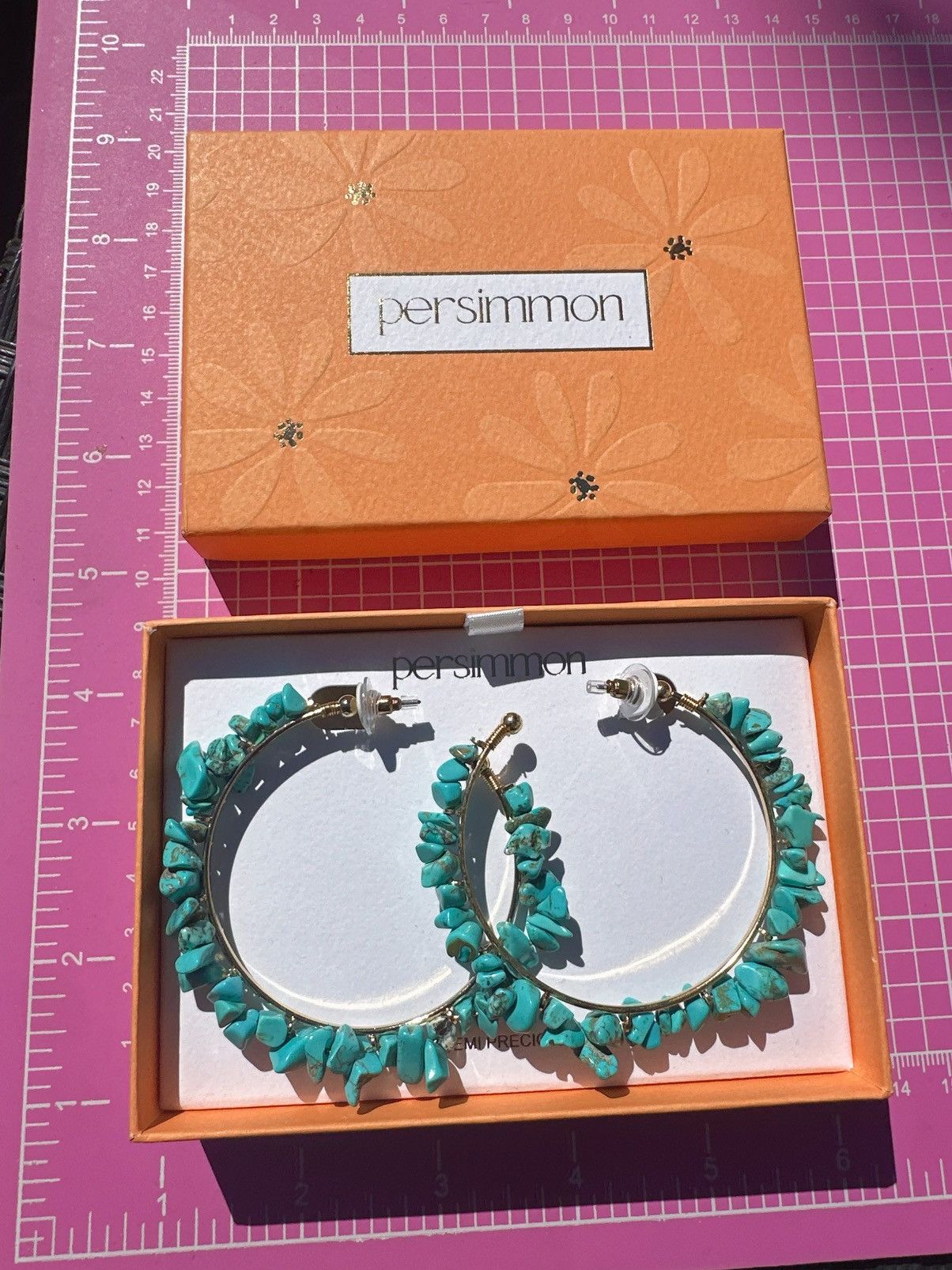 Designer Persimmon SEMI PRECIOUS Tibetan blue stone earrings gold Size ONE SIZE - 1 Thumbnail