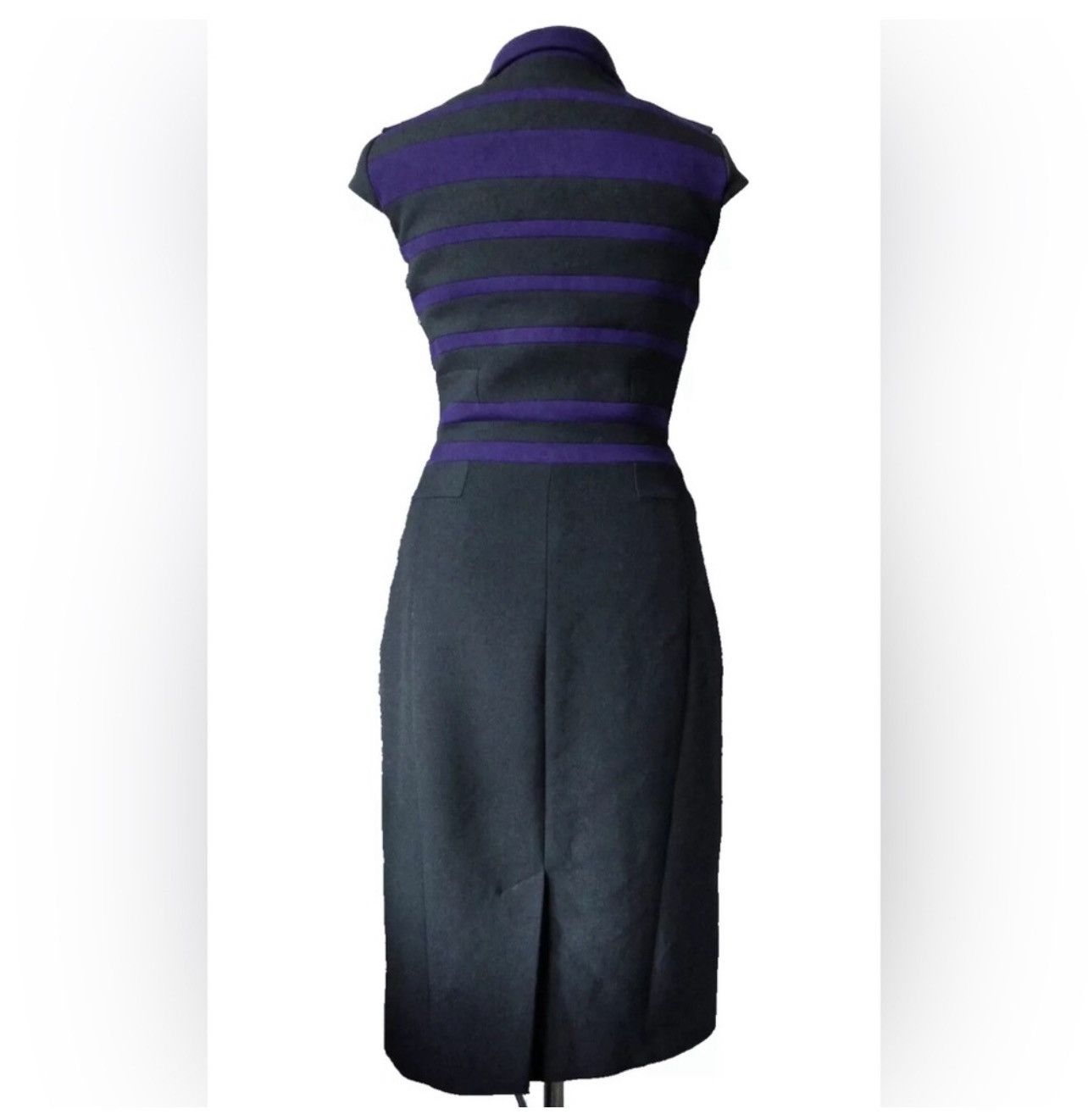 Karen Millen Karen Millen Purple Striped Shirt Midi Business Luxury Dress Size S / US 4 / IT 40 - 3 Thumbnail