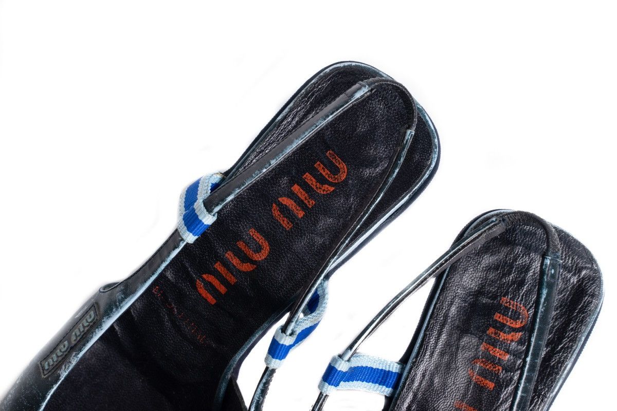Miu Miu Miu Miu S/S2000 Leather Mules in Blue Size US 7 / IT 37 - 12 Thumbnail
