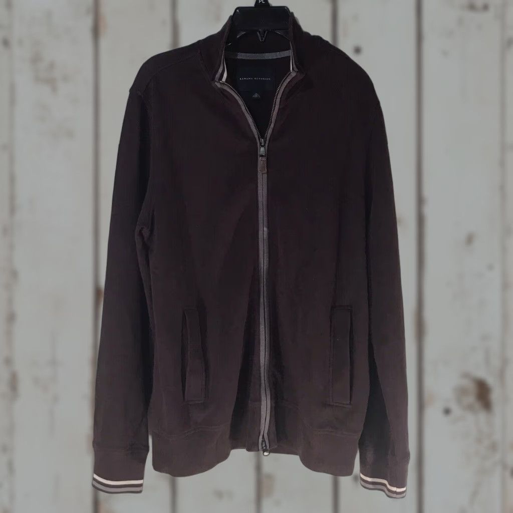Banana Republic VINTAGE Banana Republic Men's Jacket Full Zip Varsity Knit Casual Fall Winter Medium Burgundy Mens Size US M / EU 48-50 / 2 - 1 Thumbnail