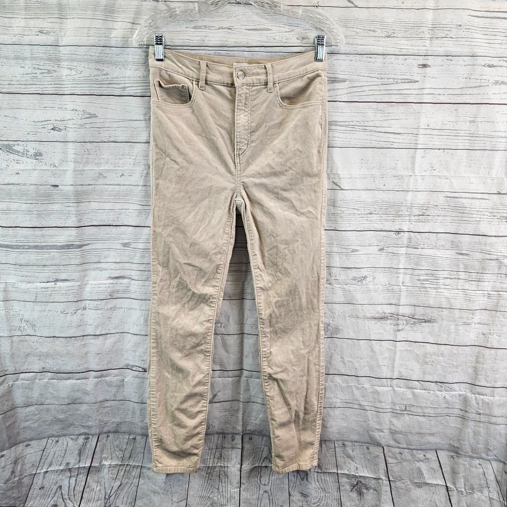 Loft Ann Taylor LOFT Womens High Waist Skinny Corduroy Pants Sz 2 Beige Size 26" / US 2 / IT 38 - 2 Thumbnail