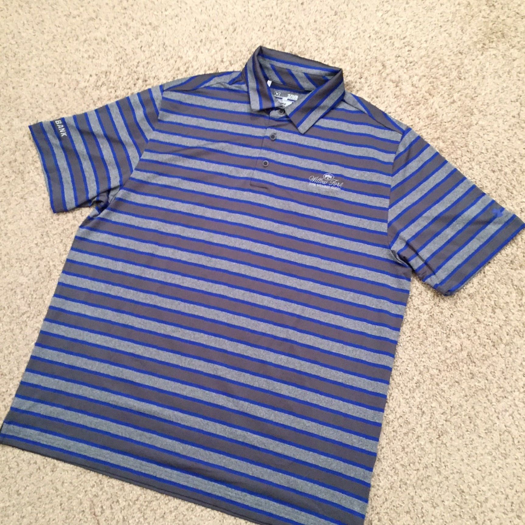 Under Armour Under Armour Polo Shirt Mens XL Blue Gray Striped Short Sleeve Loose Heat Gear Size US XL / EU 56 / 4 - 2 Thumbnail