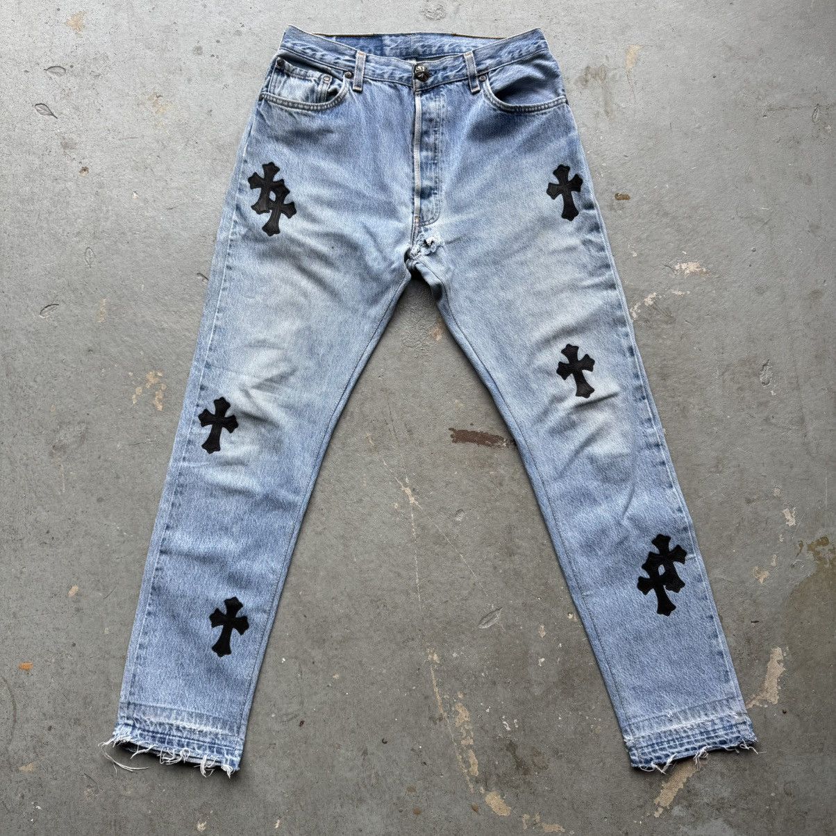 Chrome Hearts x Levi's Cross Patch Light Wash Denin Jeans