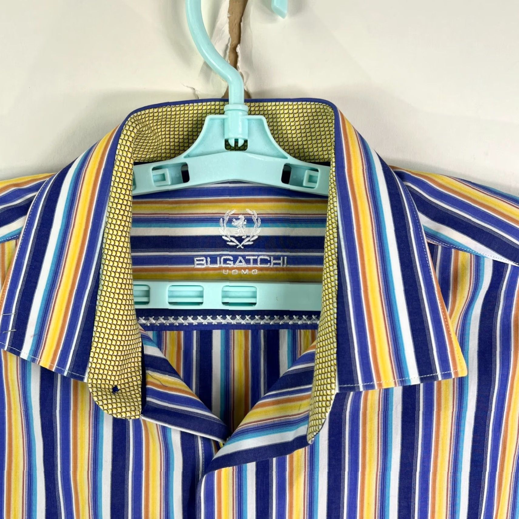 BUGATCHI Bugatchi Uomo Shirt XL Mens Blue Striped Long Sleeve Button-Up Cotton Designer City Classic Mens Size US XL / EU 56 / 4 - 3 Thumbnail