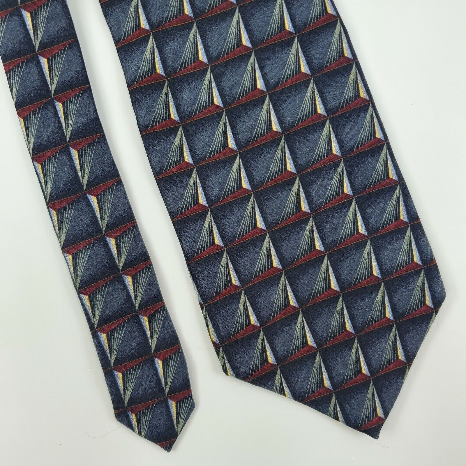 Stafford Stafford Geometric Blue Silk Tie Short Size ONE SIZE - 1 Thumbnail