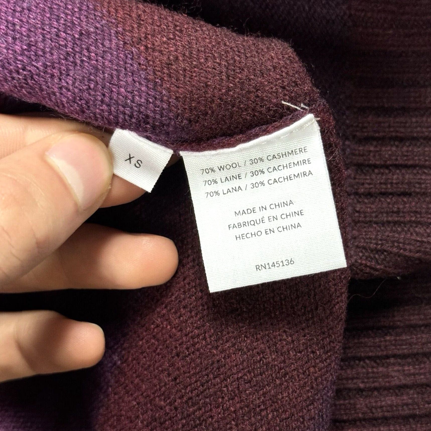 NAADAM VINTAGE NAADAM Wool Cashmere Striped Crew Neck Sweater Women XS Purple Maroon 70s Overdye Knit Pullover Fall Winter Size XS / US 0-2 / IT 36-38 - 5 Thumbnail
