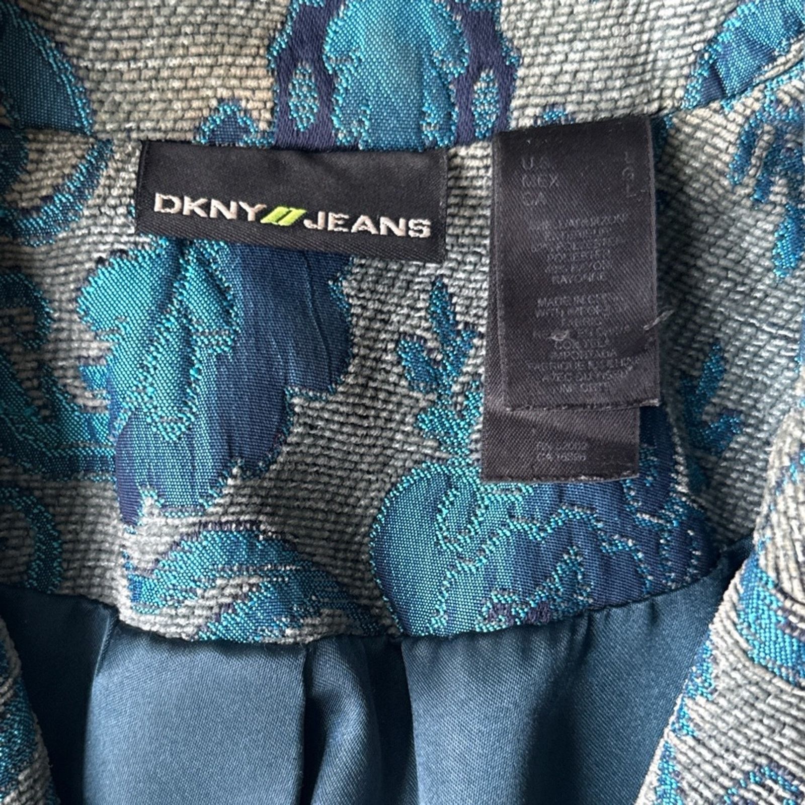 DKNY Vntg DKNY turquoise brocade Elegant Blue Women's Coat Size M / US 6-8 / IT 42-44 - 4 Thumbnail