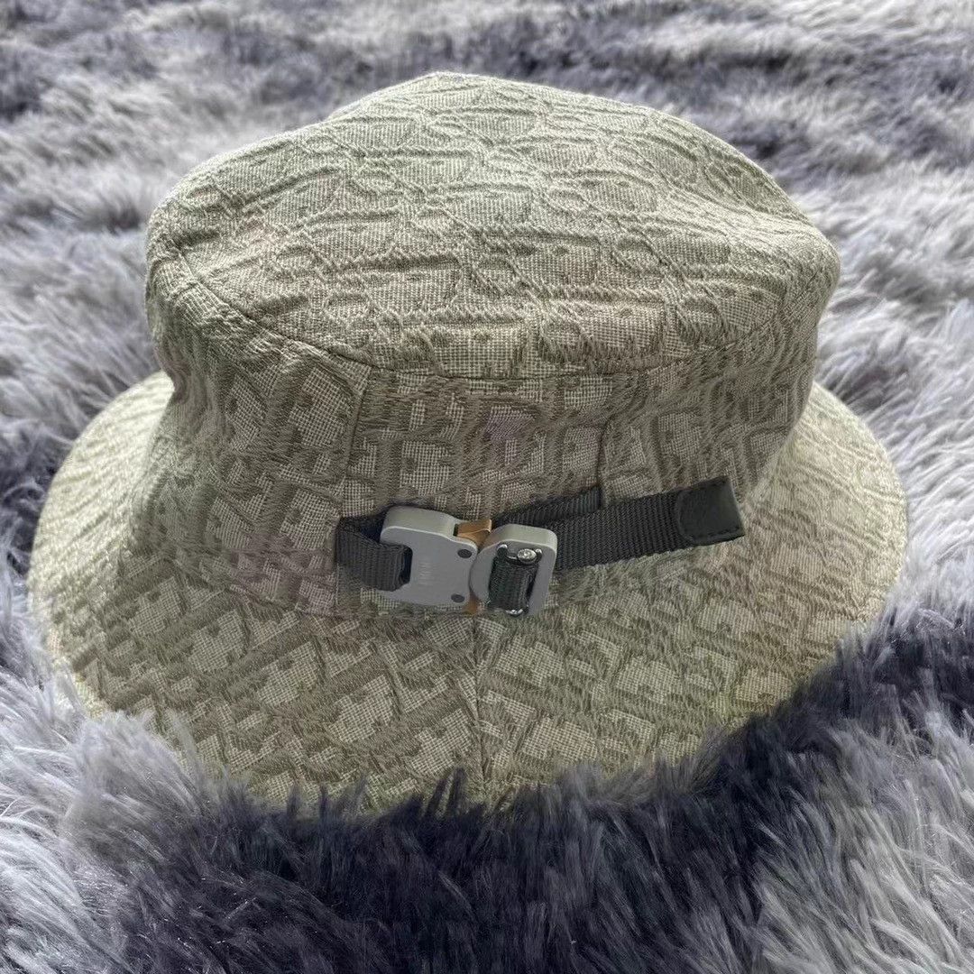 Dior Dior All Over Logo Print Men's Gray Bucket Hat Size ONE SIZE - 1 Thumbnail
