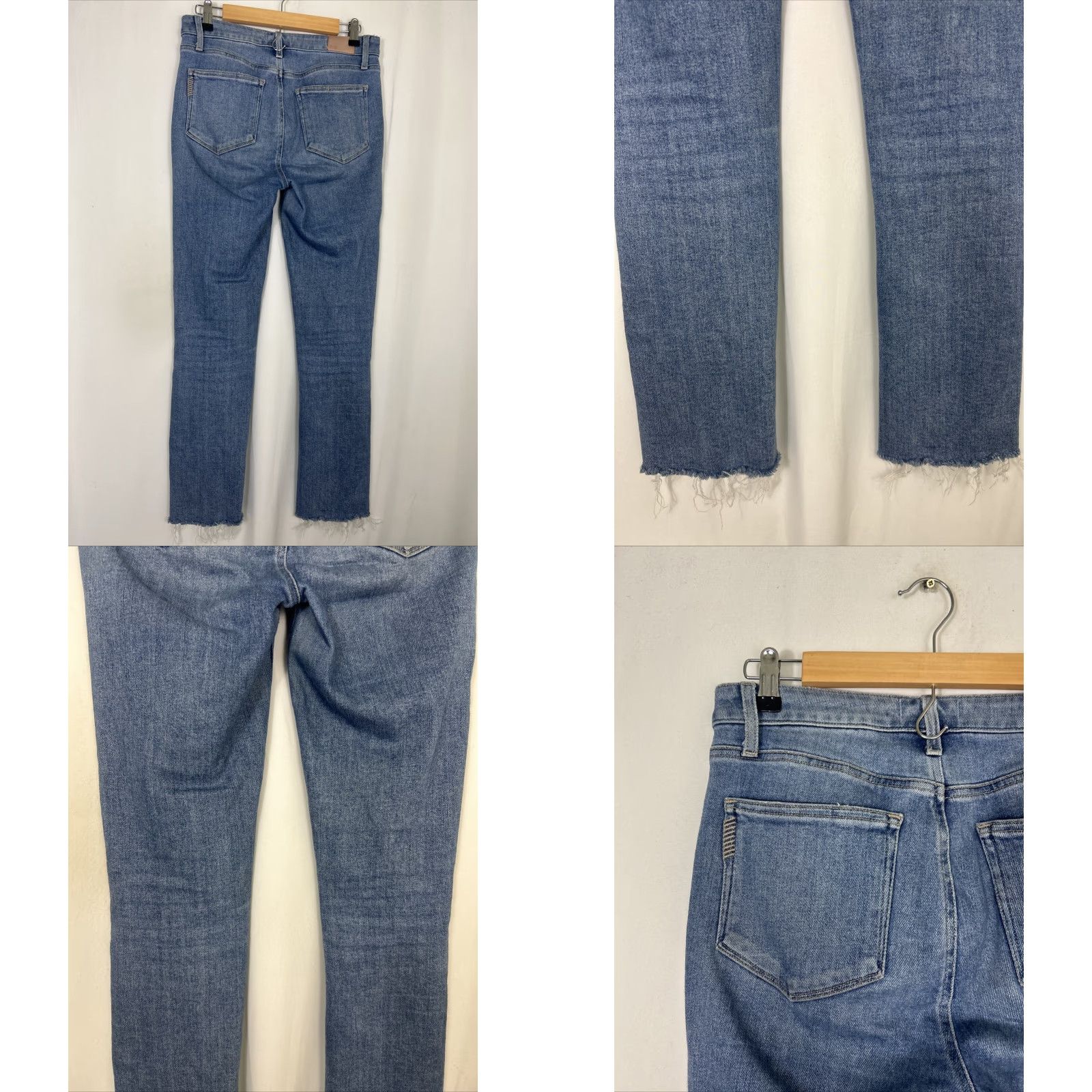 Paige Paige Hoxton Slim Medium Wash Jeans Raw Hem 29x29 Blue Womens Size 29" - 8 Thumbnail