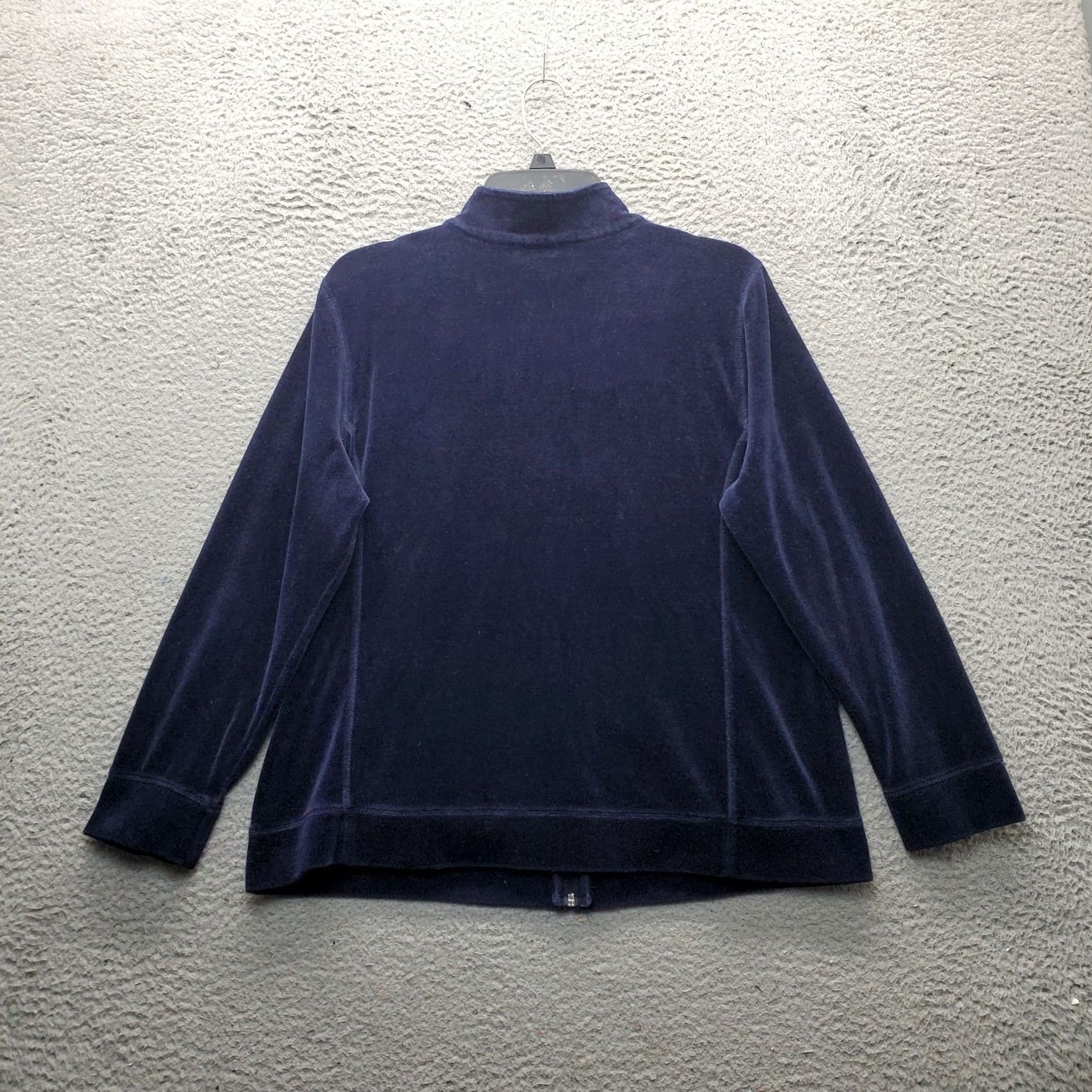 Talbots Talbots Velour Jacket Womens Petite Large Navy Long Sleeve Mock Neck Full Zip Size L / US 10 / IT 46 - 2 Thumbnail