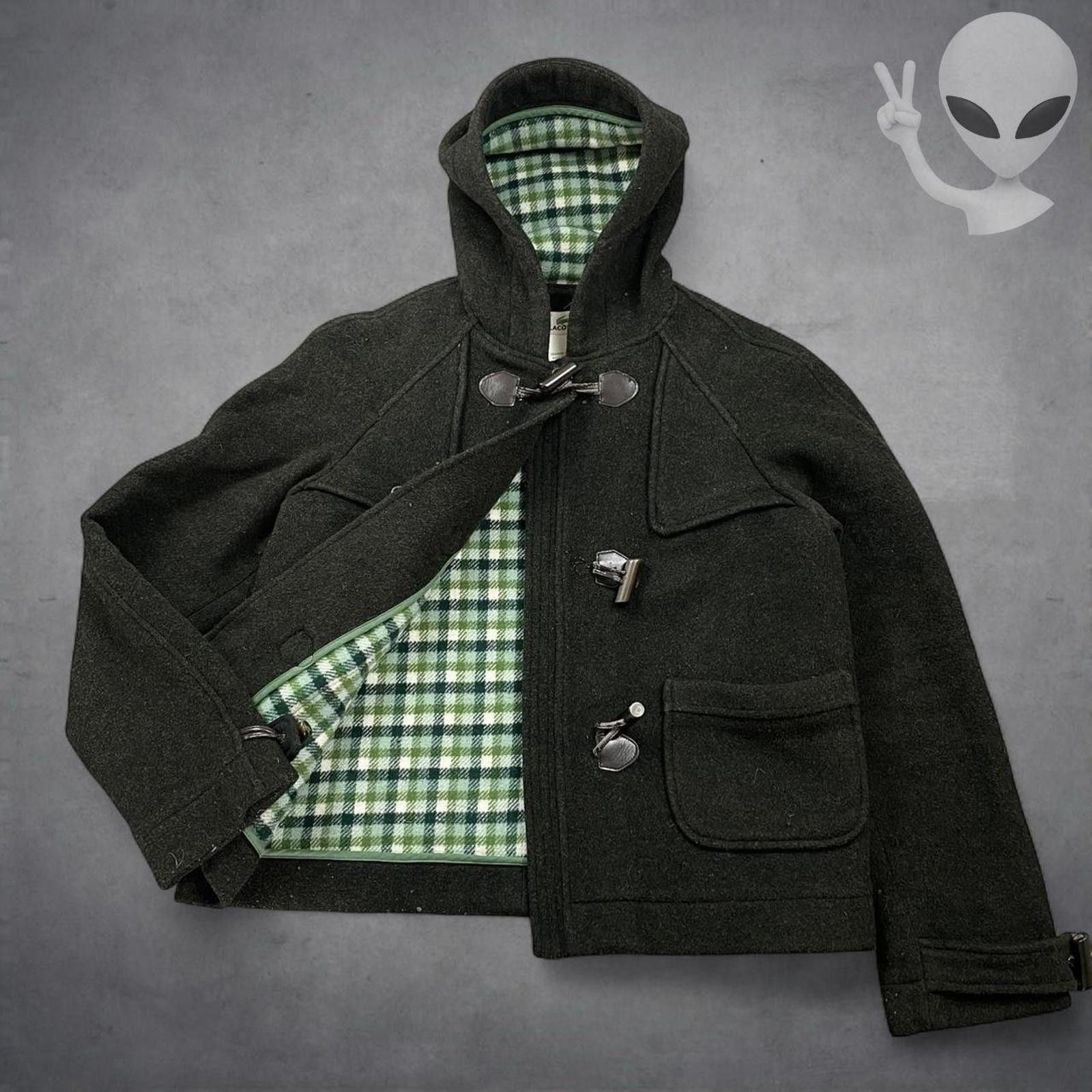 Lacoste Lacoste Wool Duffle Coat Medium Charcoal Grey Plaid Lined Size M / US 6-8 / IT 42-44 - 1 Thumbnail