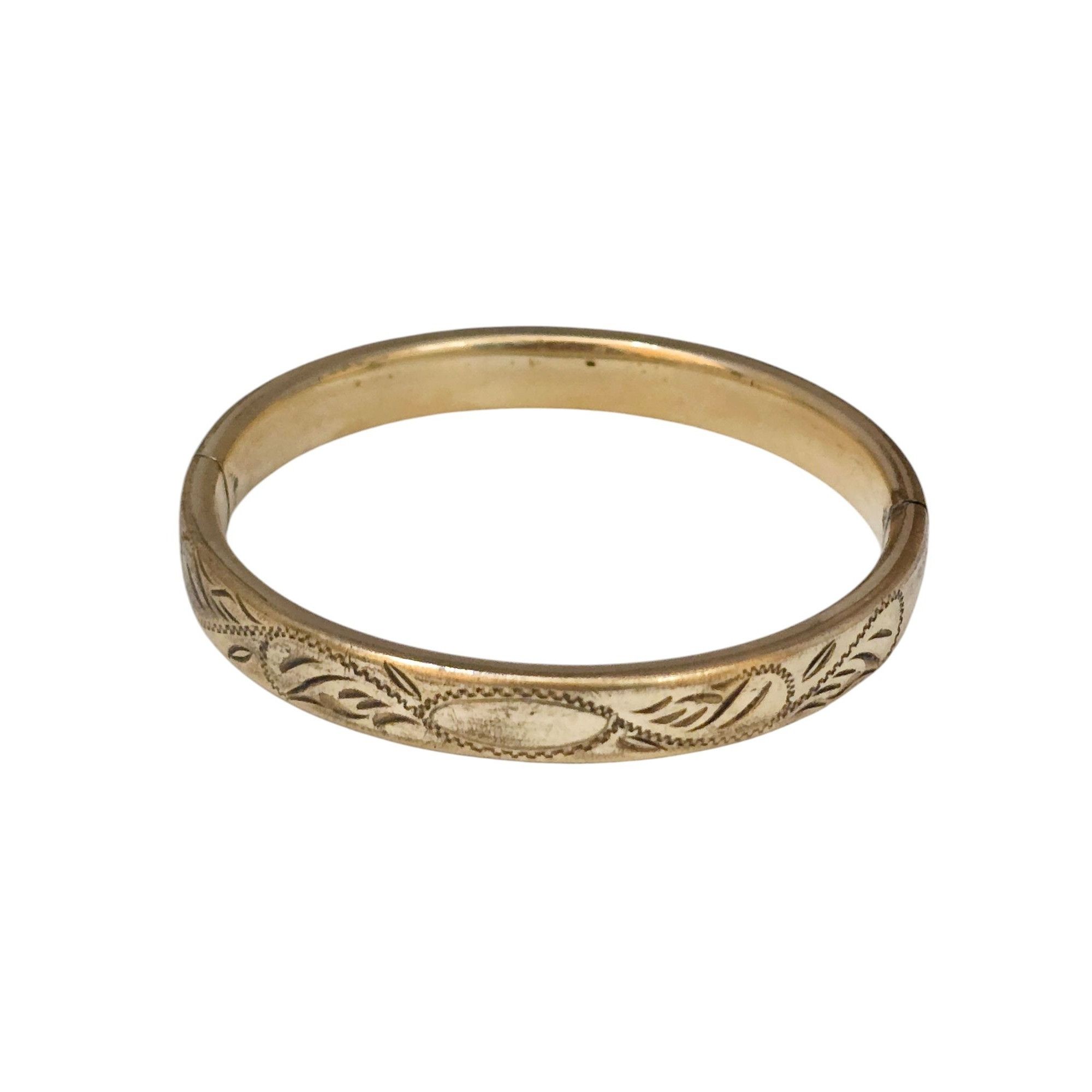 Vintage Vintage Heavy Etched Gold-Filled Bangle Bracelet (A7785) Size ONE SIZE - 1 Thumbnail