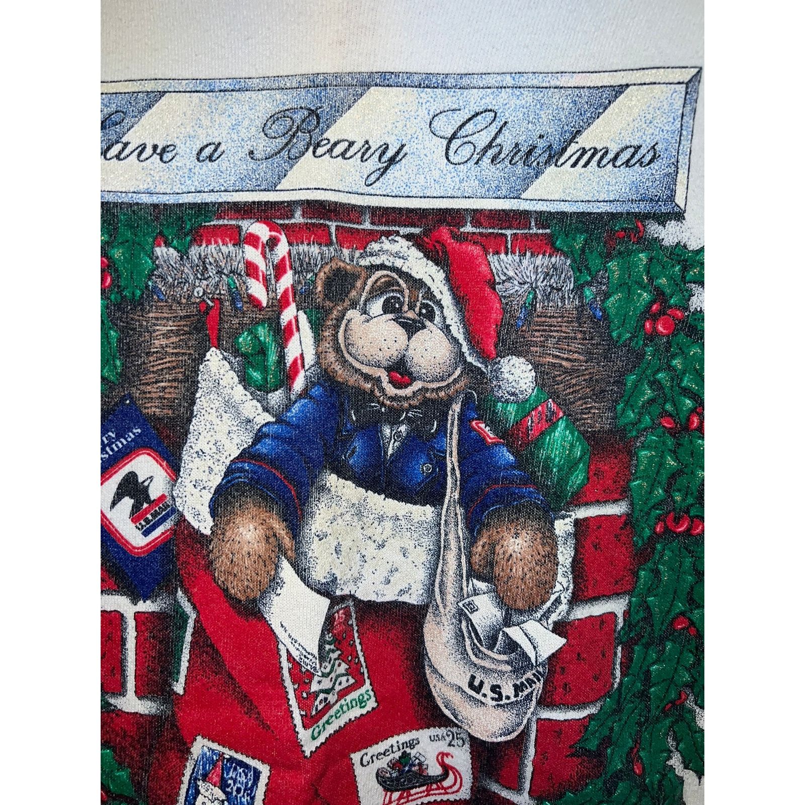 Fruit Of The Loom Vintage Christmas Sweatshirt Have A Beary Crewneck VTG 90s X Size US XL / EU 56 / 4 - 3 Thumbnail