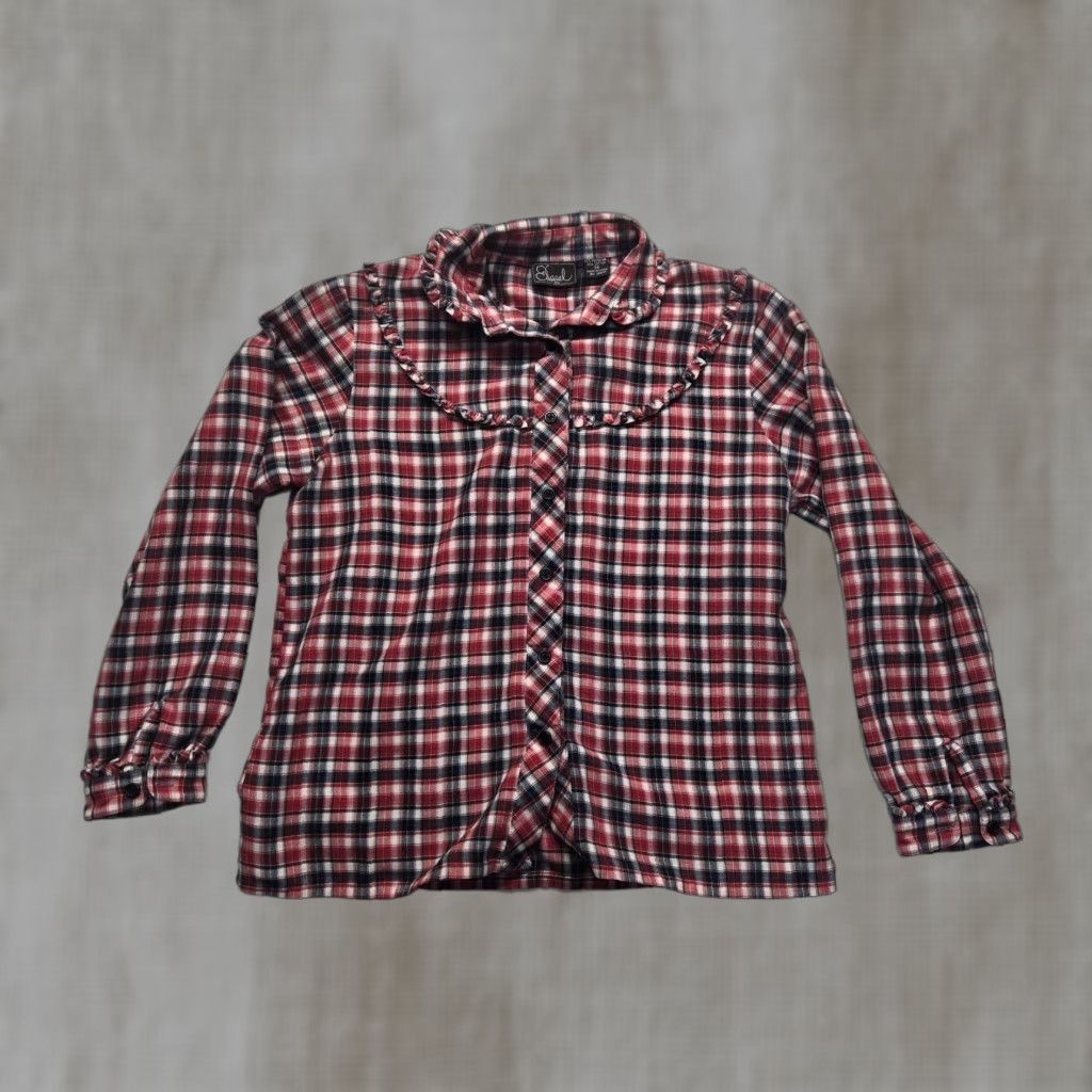Vintage Vintage Women's 34 Red Plaid Ruffle Collar Button-Up Shirt Cottagecore Size XXS / US 00 / IT 34 - 1 Thumbnail