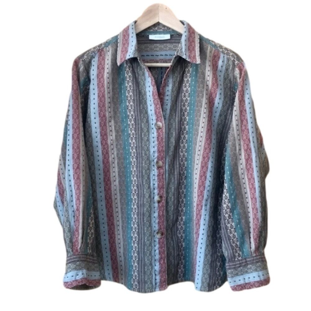 Vintage Vintage Dressbarn Calico Stripe Button Front Shirt Size 1X Size XL / US 12-14 / IT 48-50 - 1 Thumbnail
