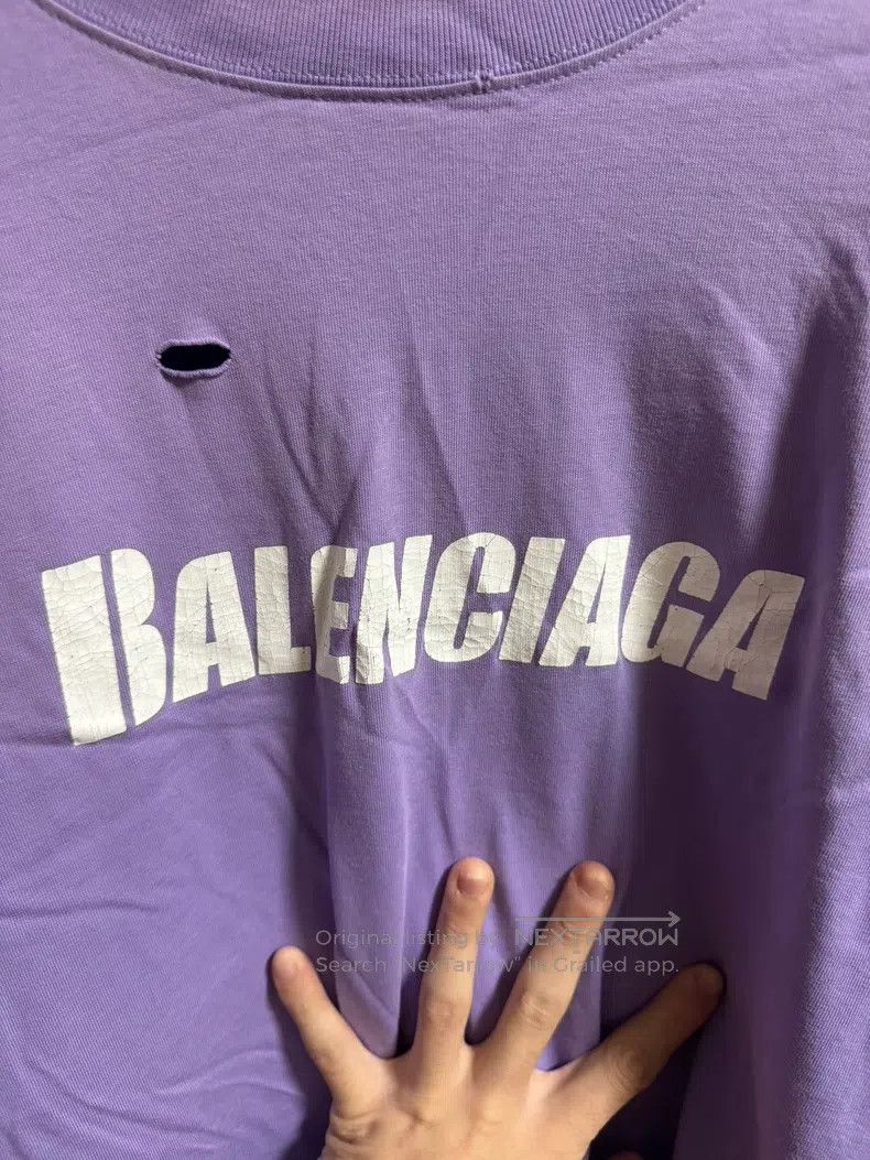 Balenciaga Balenciaga Purple Hole Short Sleeve T-Shirt Size US S / EU 44-46 / 1 - 2 Thumbnail