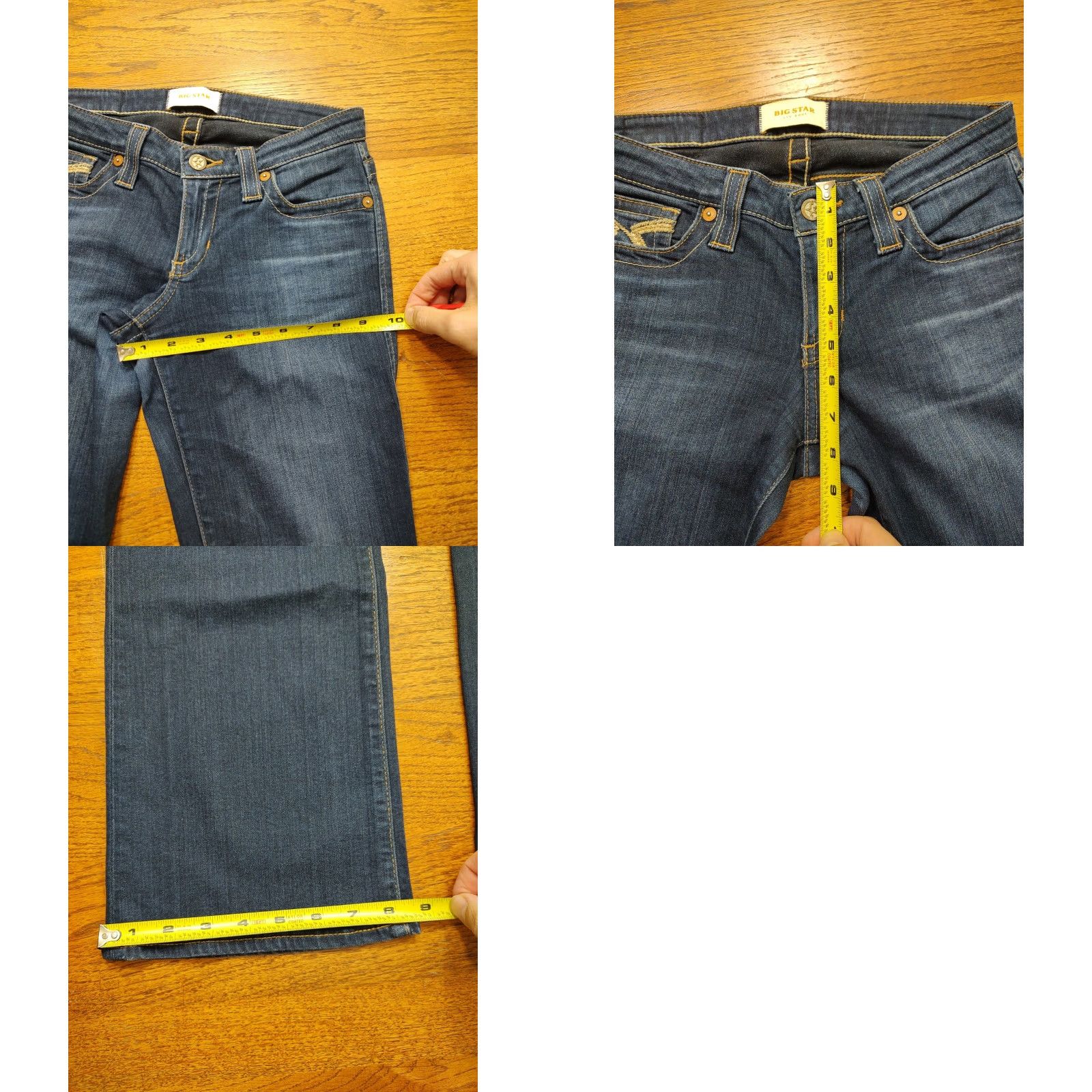 Vintage BIG STAR Jeans Women Bootcut 27R Regular 28x31 Blue Denim Dark Distressed Stretch 5-Pocket Zip Button Buckle Bke USA Hipster Rock Stars Vintage No N/A Size 27" / US 4 / IT 40 - 9 Thumbnail