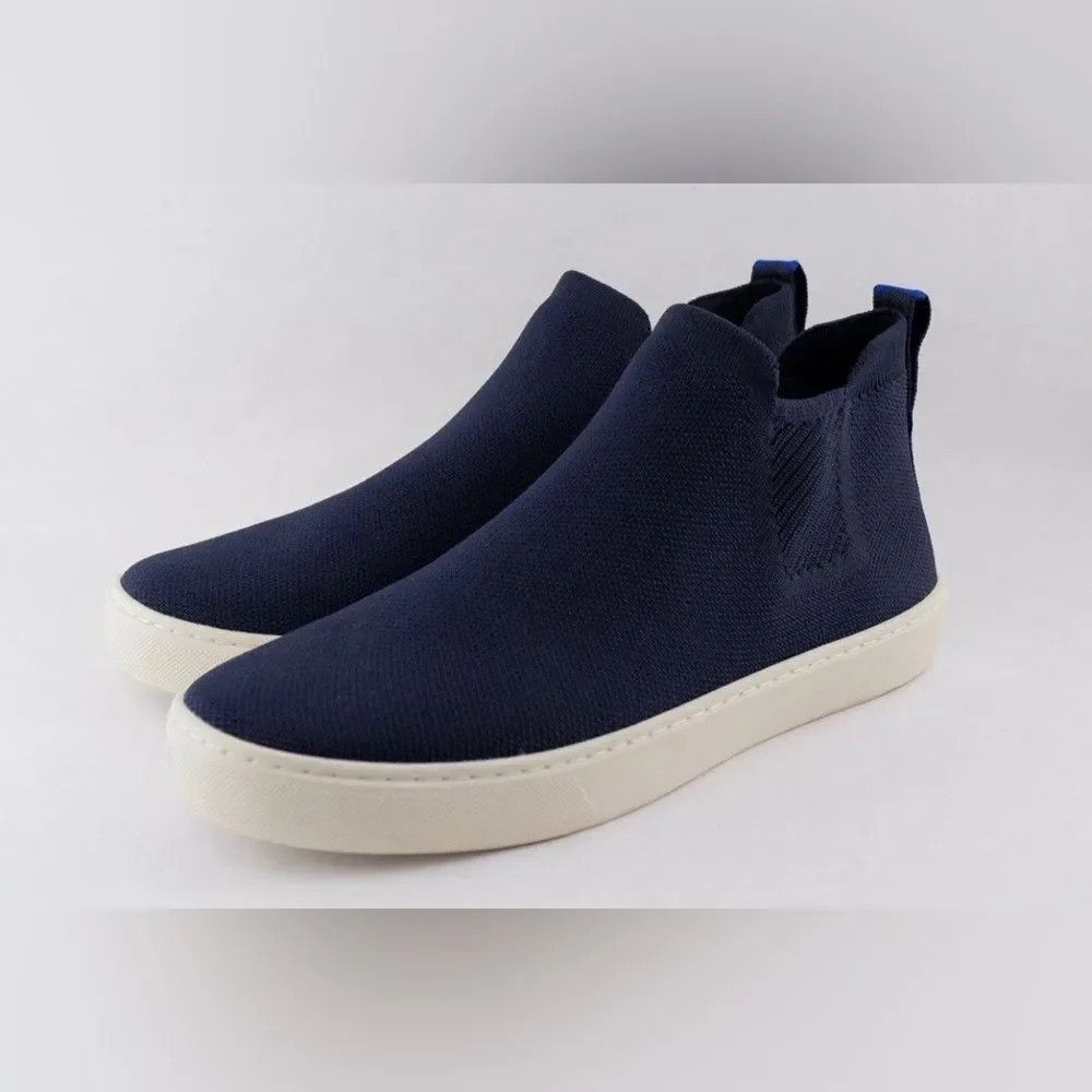 Rothy’s Chelsea Boot navy knit slip-on ankle bootie sneaker