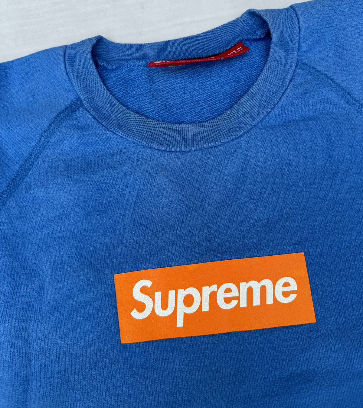 Supreme Supreme Orange on Royal Blue Screenprint Box Logo Crewneck | Grailed