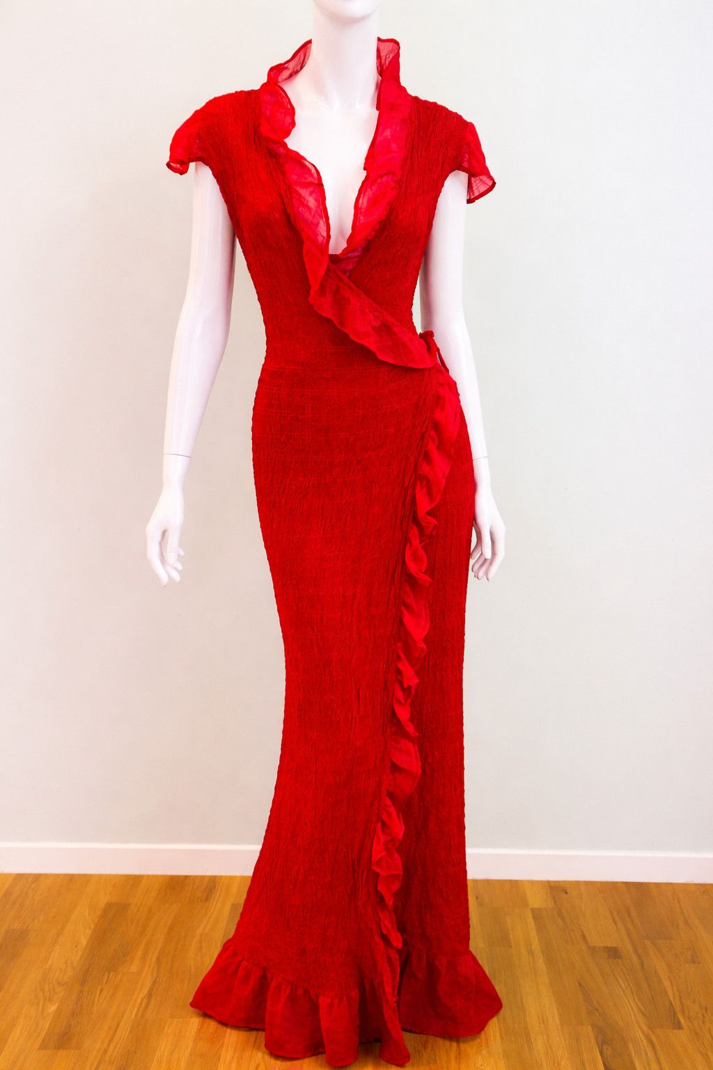 Yoshiki Hishinuma Avant Garde Wrap Gown Pleated Maxi Dress