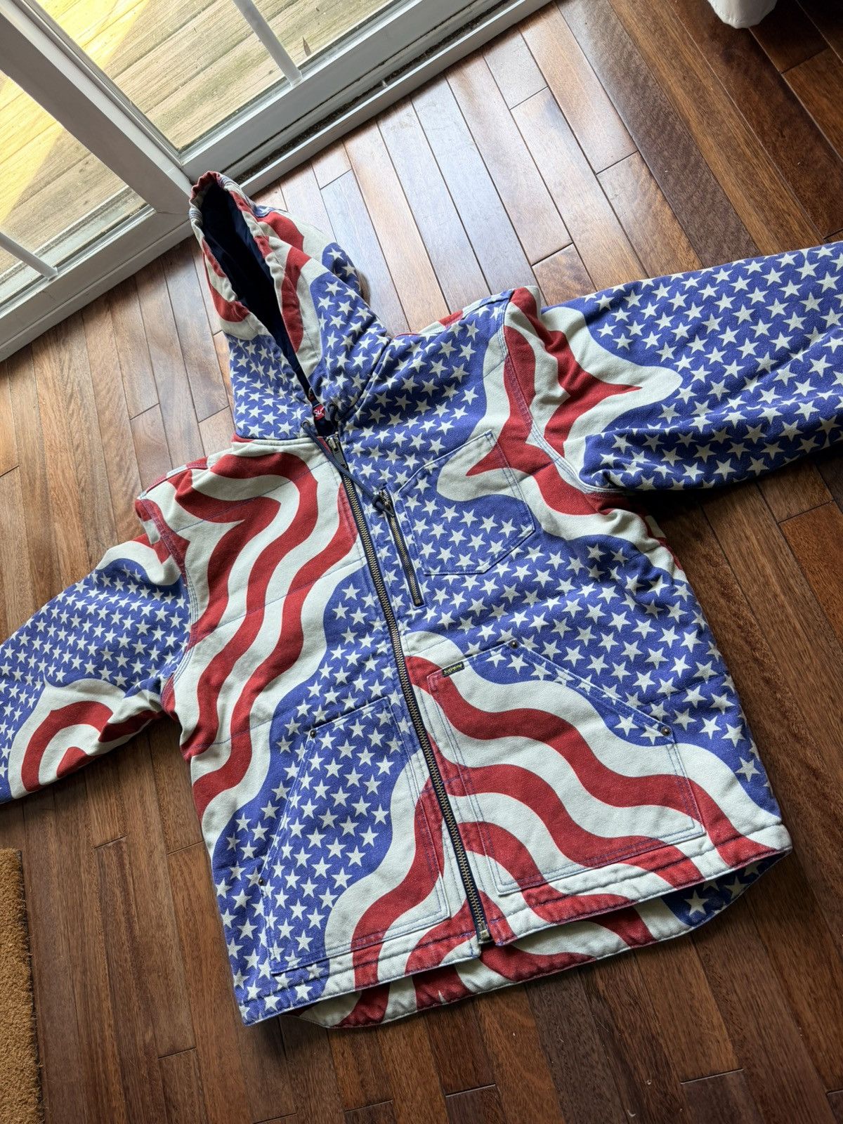 Supreme Supreme Flag Quilted Hooded Work Jacket - Large Size US L / EU 52-54 / 3 - 2 Thumbnail