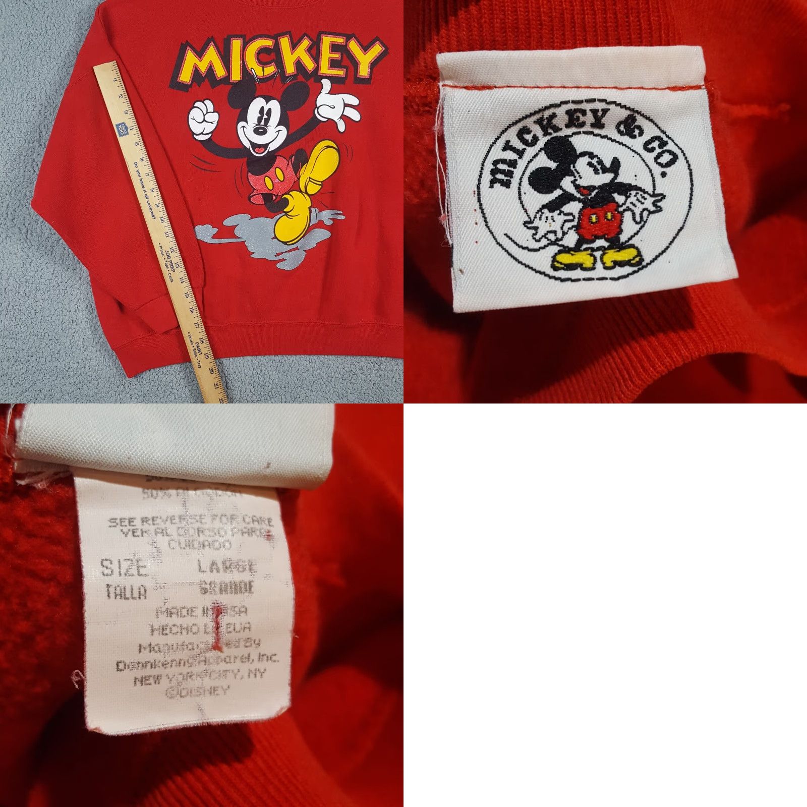 Mickey & Co. VINTAGE Disney Mickey Mouse Cartoon Men's Large Pullover Crewneck Sweatshirt Size US L / EU 52-54 / 3 - 8 Thumbnail