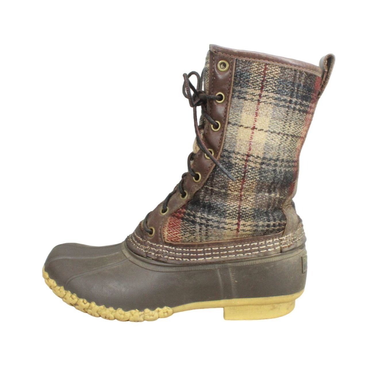 image of Outdoor Life Ll Bean10" Classic Plaid Shearling-Lined Winter Duck Boots in Brown, Women's (Size 7)