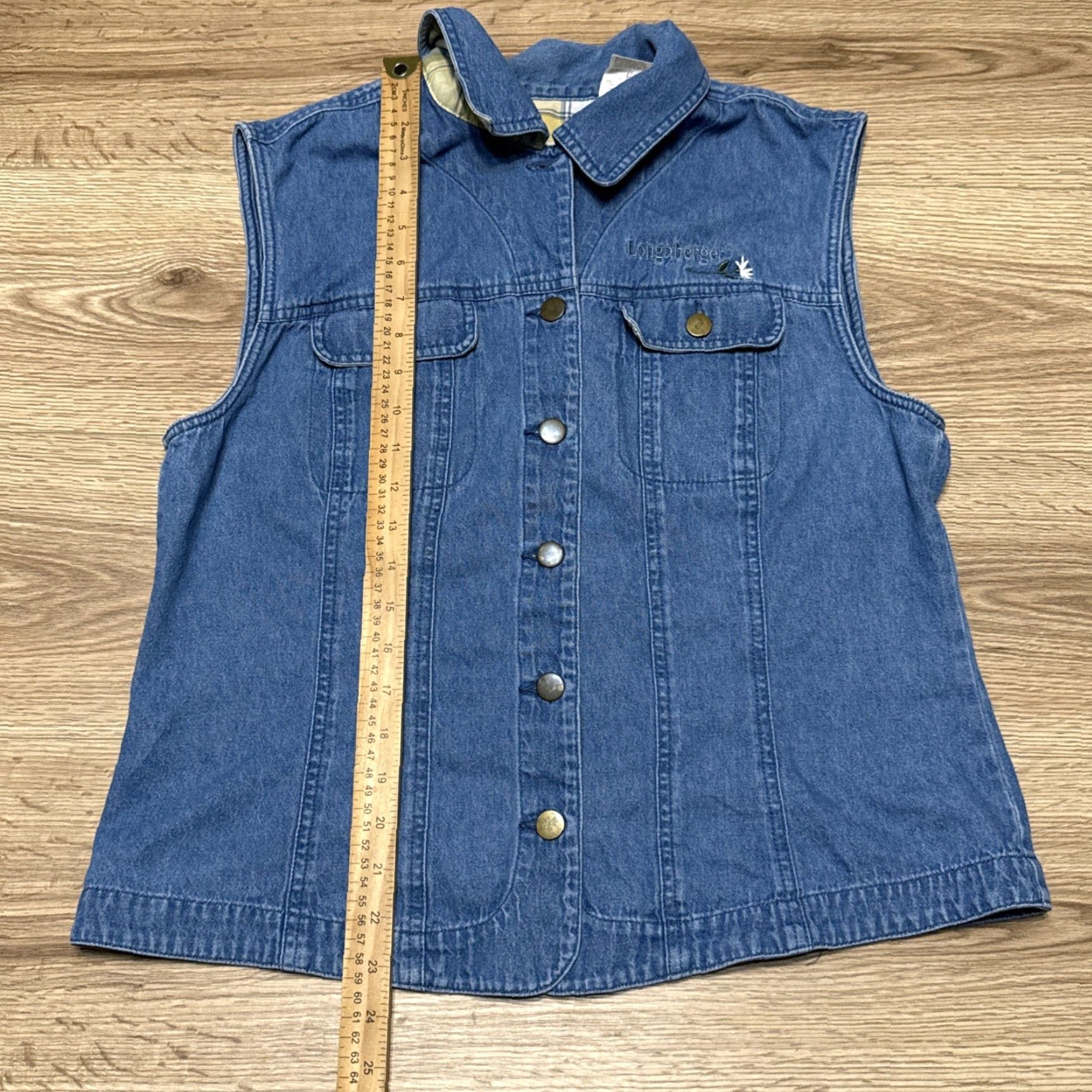 Vintage VINTAGE Longaberger Homestead Denim Jean Vest Women's Large Blue Cotton Embroidered Teddy Bear 90s Size 36" / US 14 / IT 50 - 4 Thumbnail