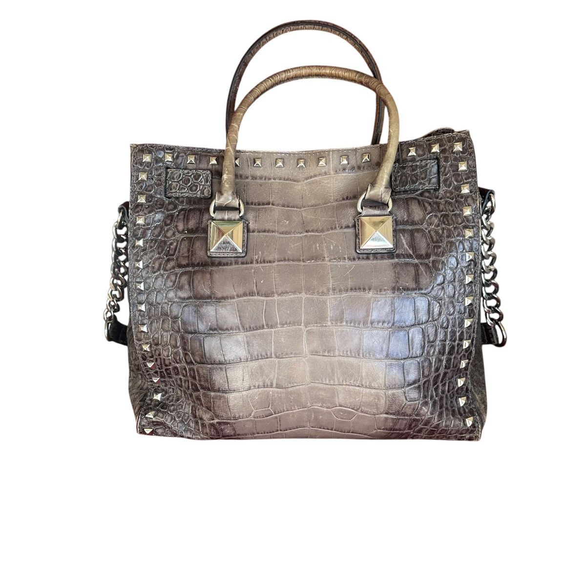 Michael Kors Michael Kors Hamilton gray ombré crocodile stud handbag Size ONE SIZE - 2 Thumbnail