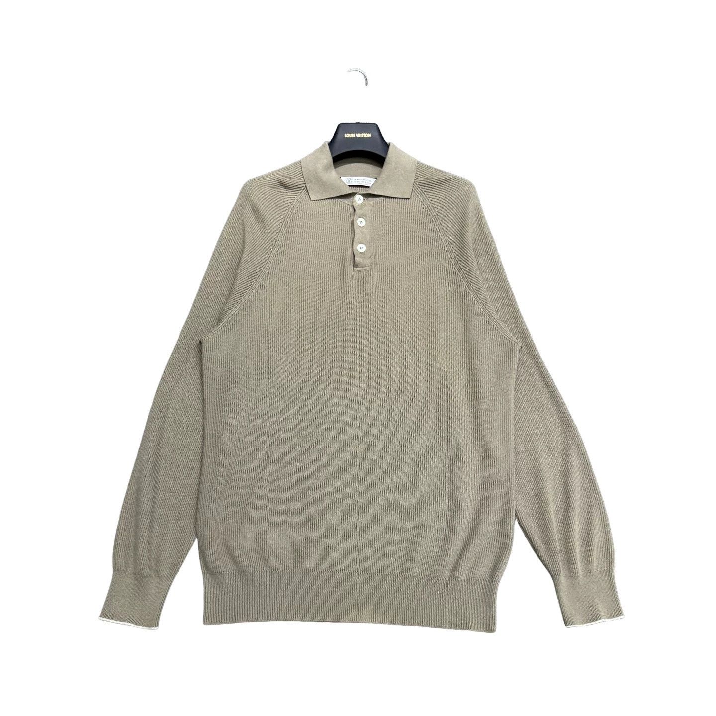 Brunello Cucinelli Brunello Cucinelli Ribbed Cotton Long Sleeve Polo Size L Size US L / EU 52-54 / 3 - 1 Thumbnail