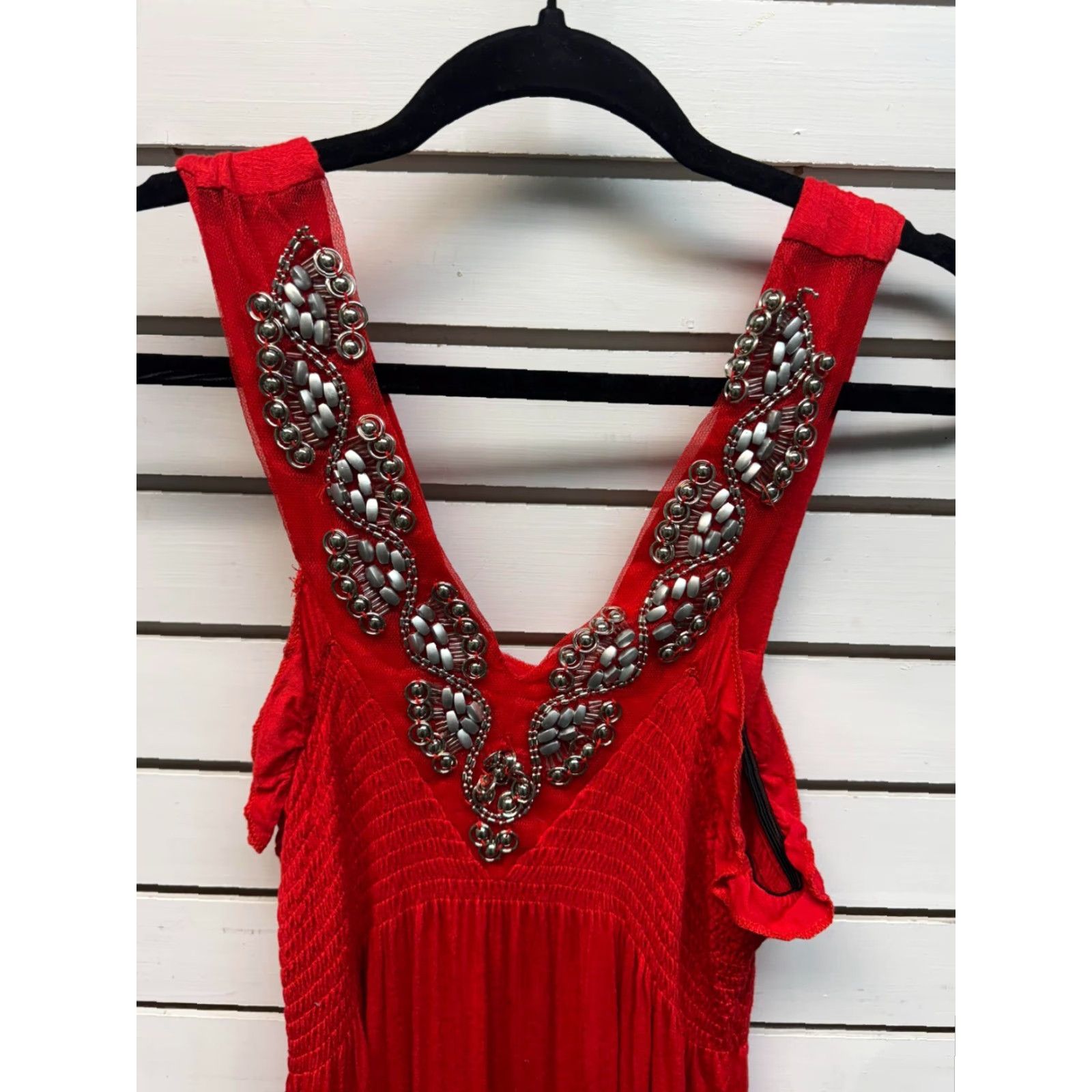 Vintage VINTAGE Bold Vixen Dress Small Maxi Metal Embellished Industrial Avant-Garde Beads Edgy Jessica Taylor Dress Size S / US 4 / IT 40 - 3 Thumbnail