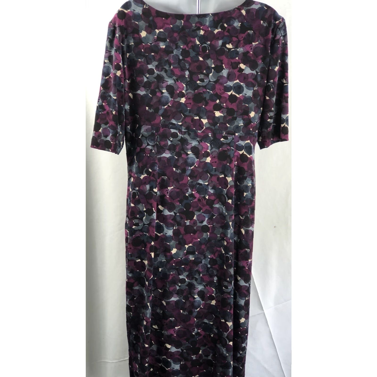Vintage VINTAGE Connected Midi dress 14 purple/blue Geo mock wrap 1/2 Sleeve Ruched Drape 90s Y2K Women Mens? Size XL / US 12-14 / IT 48-50 - 3 Thumbnail