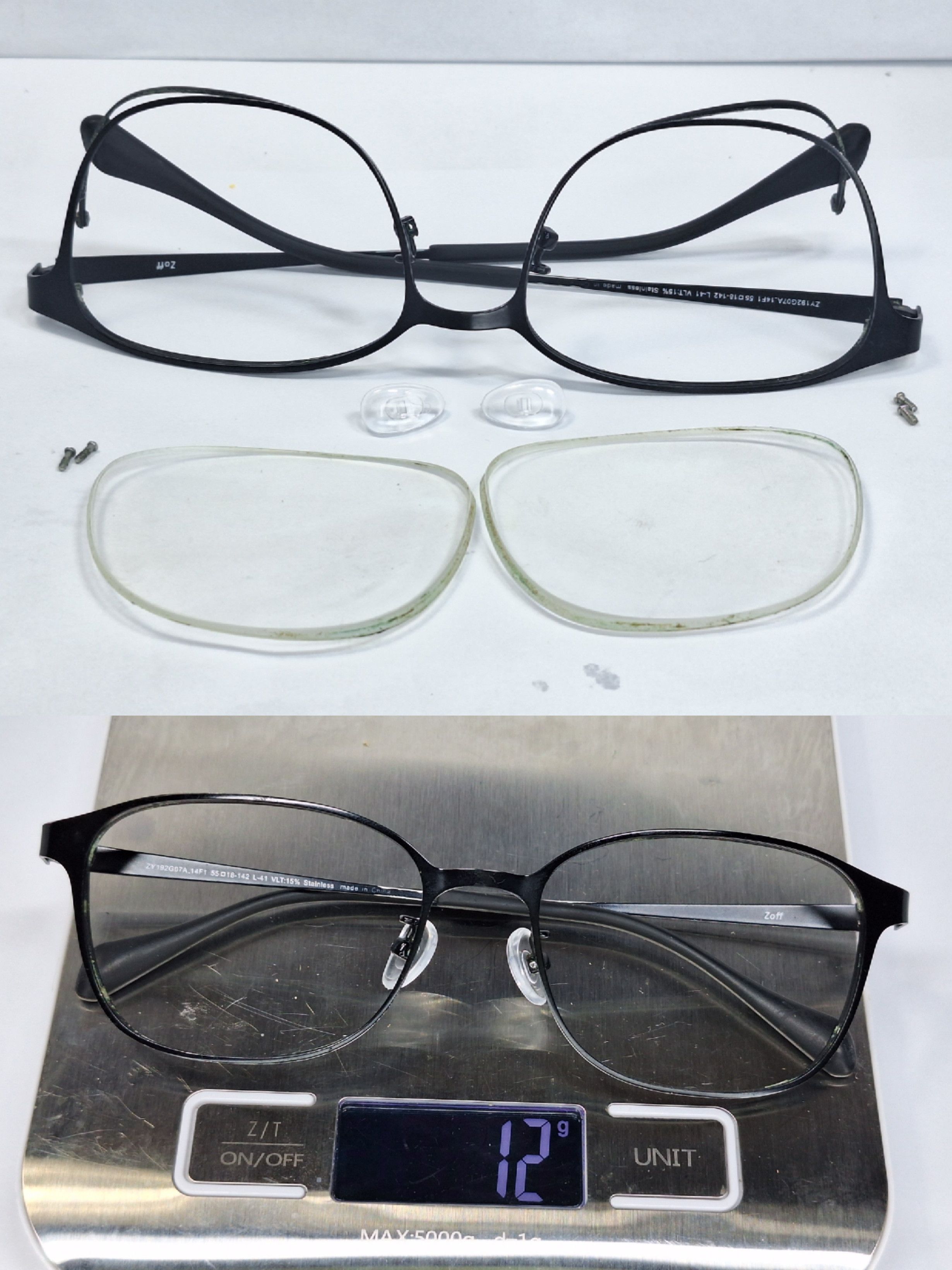 Vintage Zoff ZY192G07A Black Stainless Steel Glasses 55mm Wide Fit Size ONE SIZE - 8 Thumbnail