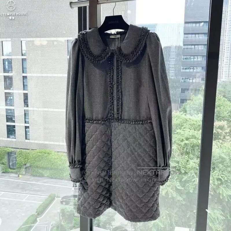 Fendi Fendi Gray Wool Dress with Ruffle Details . Size XXS / US 00 / IT 34 - 1 Thumbnail