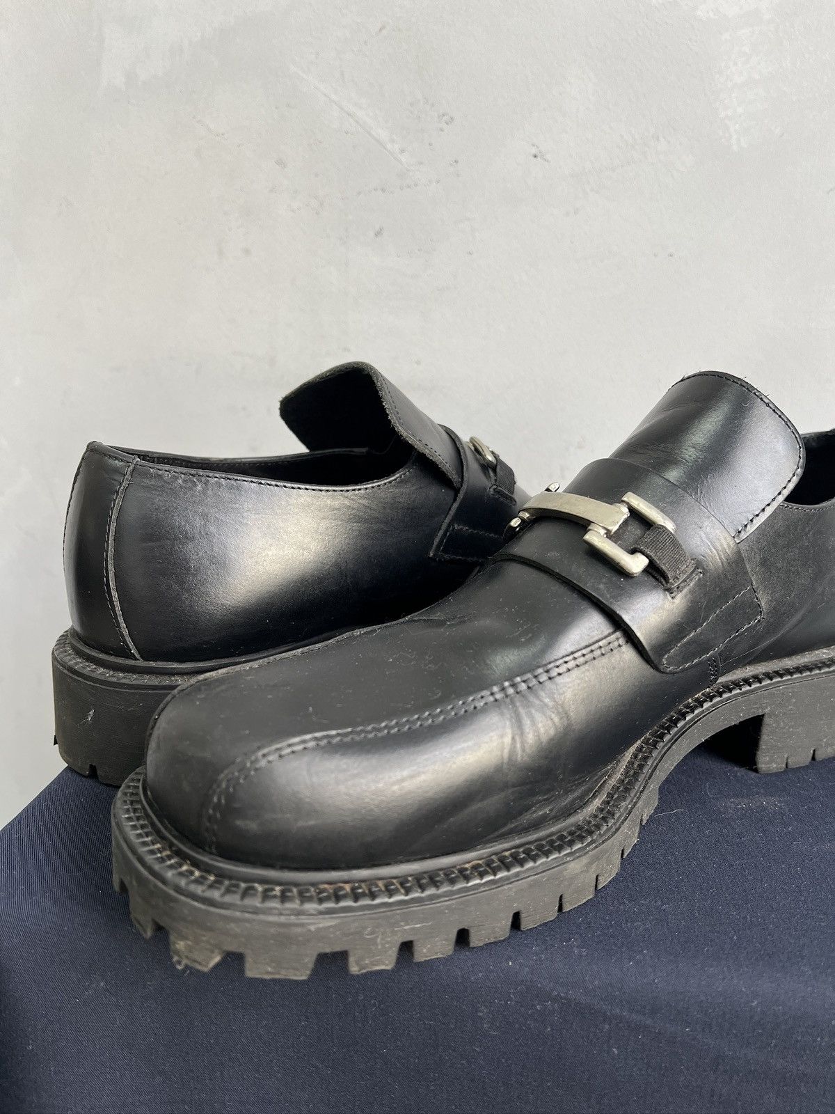 New Rock Black leather platform avant Garde boots y2k style new rock Size US 12.5 / EU 45-46 - 6 Thumbnail