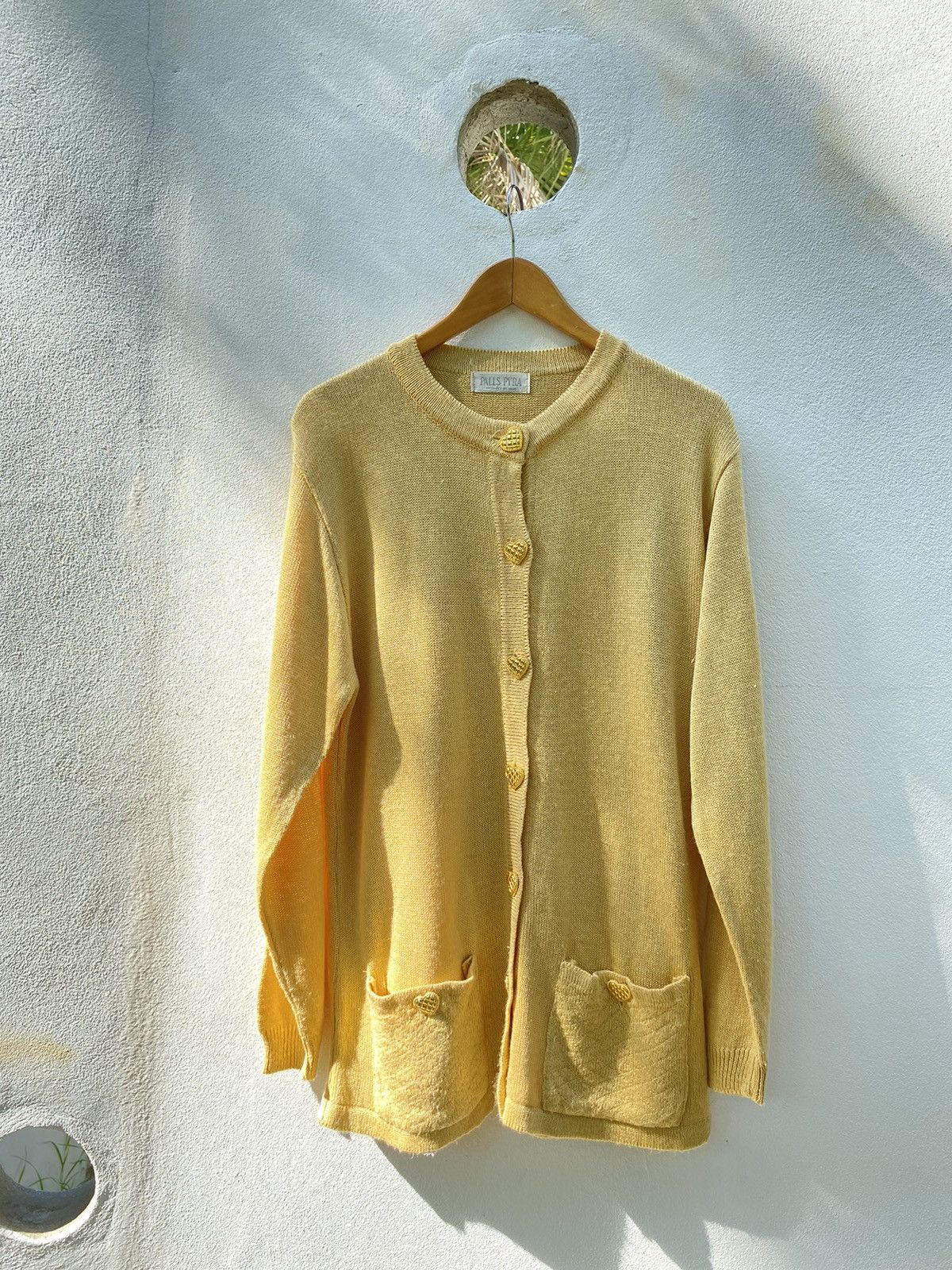 Vintage PALLS PYRA Yellow Knit Cardigan Size M / US 6-8 / IT 42-44 - 8 Thumbnail