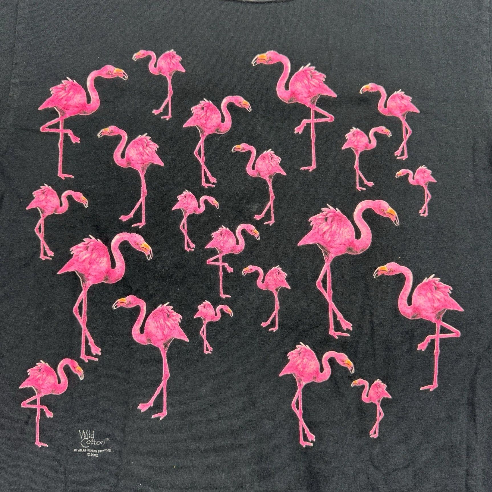 Vintage VINTAGE Flamingo T Shirt Men Small All Over Print Black Wild Cotton Nature Animals 90s Merch Mens Size US S / EU 44-46 / 1 - 2 Thumbnail