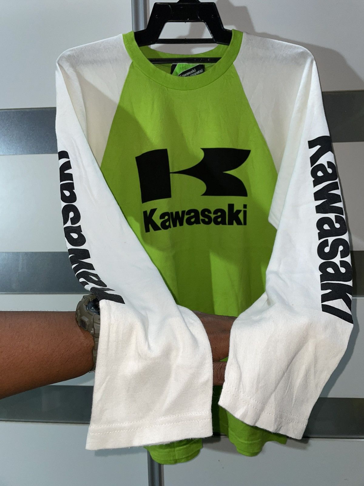 Japanese Brand × Vintage Vintage japan Kawasaki Motor Longsleeve outdoor scrambler Size US S / EU 44-46 / 1 - 4 Thumbnail