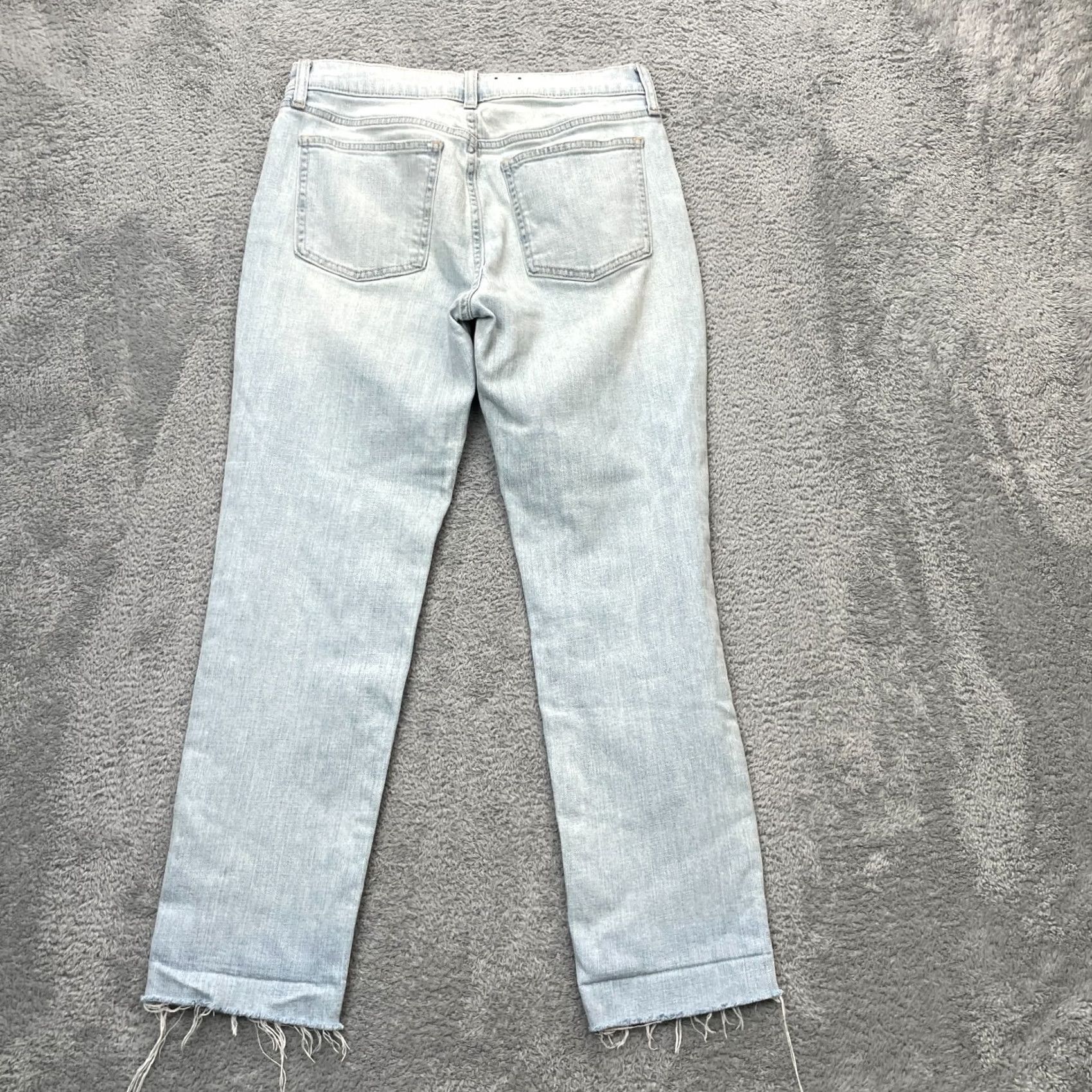 Gap Gap Jeans Womens 27 Blue Girlfriend Straight Leg Mid Rise Cotton Logo Frayed Hem Jeans Size 30" / US 8 / IT 44 - 2 Thumbnail